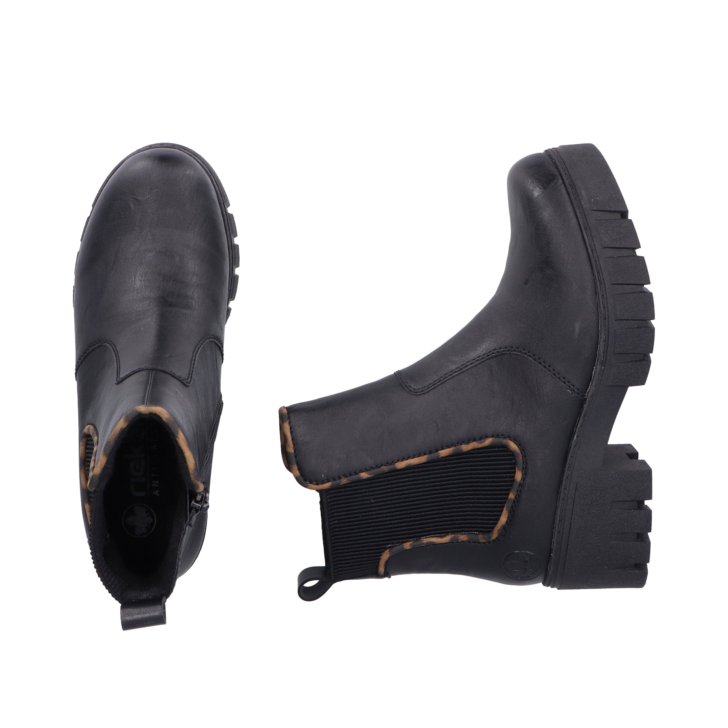 Rieker  Stiefelette mit dekorativer Einfassung in Leo-Optik