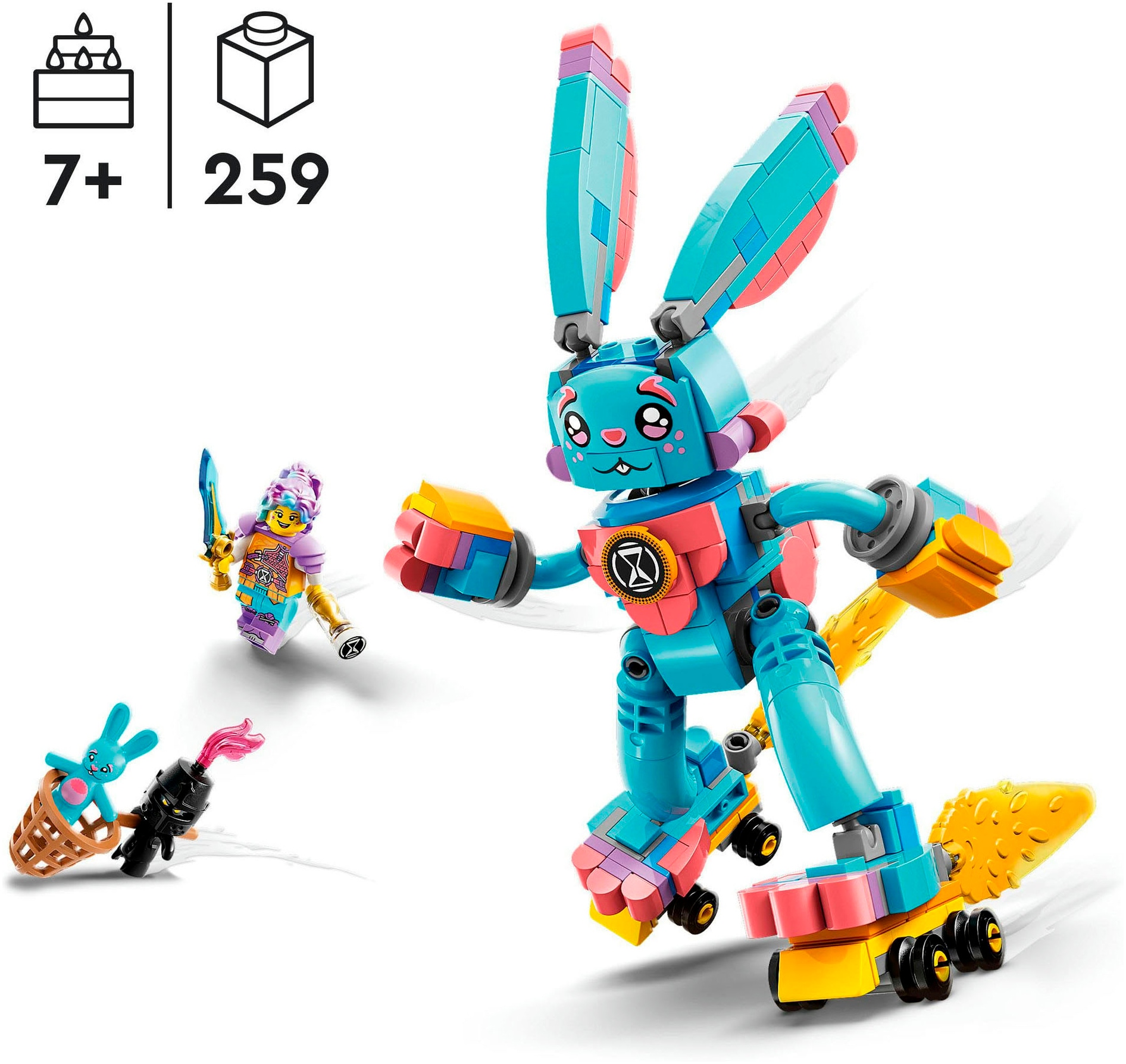 LEGO® Konstruktionsspielsteine »Izzie und ihr Hase Bunchu (71453), LEGO® DREAMZzz™«, (259 St.), Made in Europe