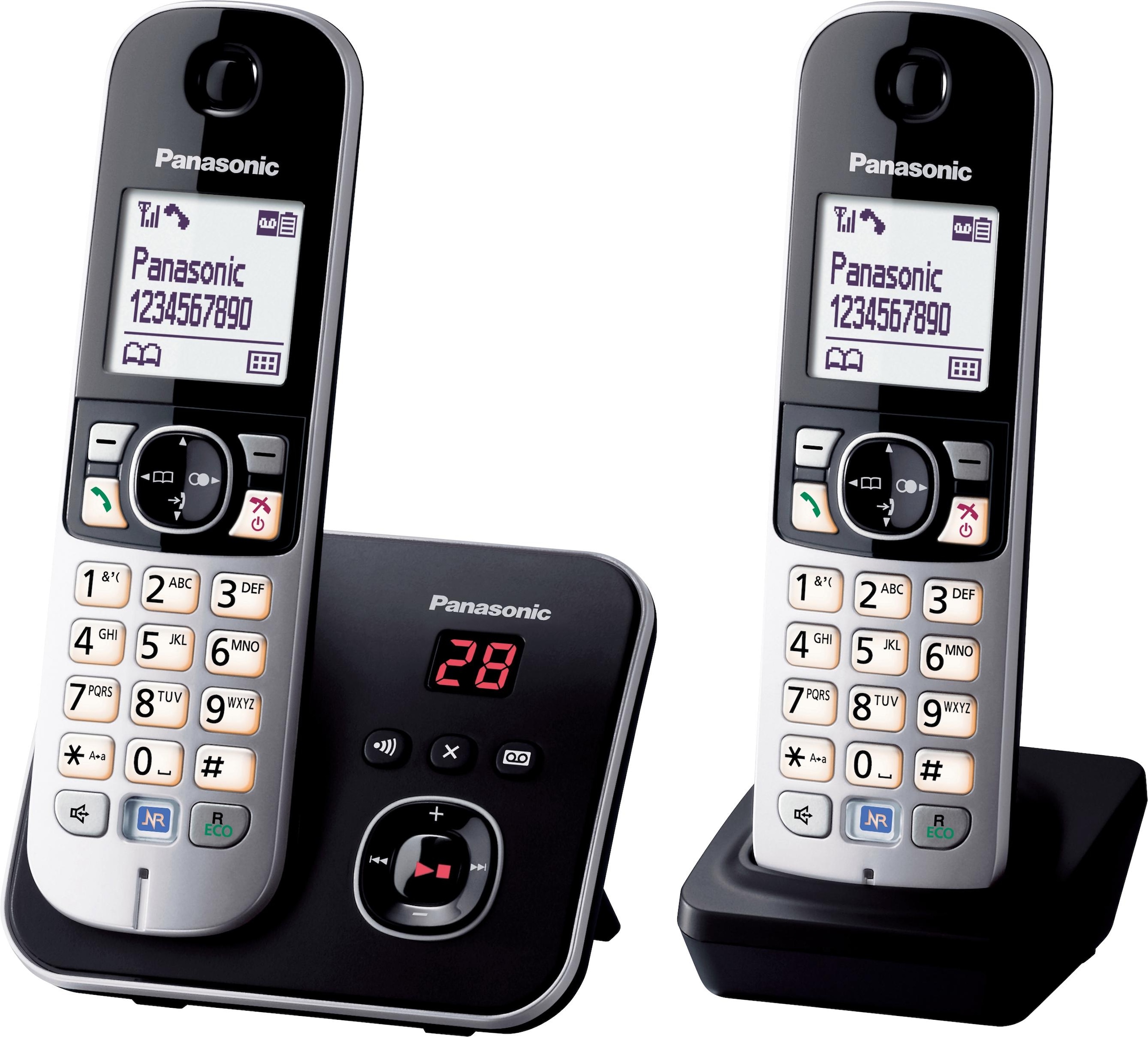 Panasonic Schnurloses DECT-Telefon »KX-TG6822G«, (Mobilteile: 2), mit Anrufbeantworter, Nachtmodis, Freisprechen