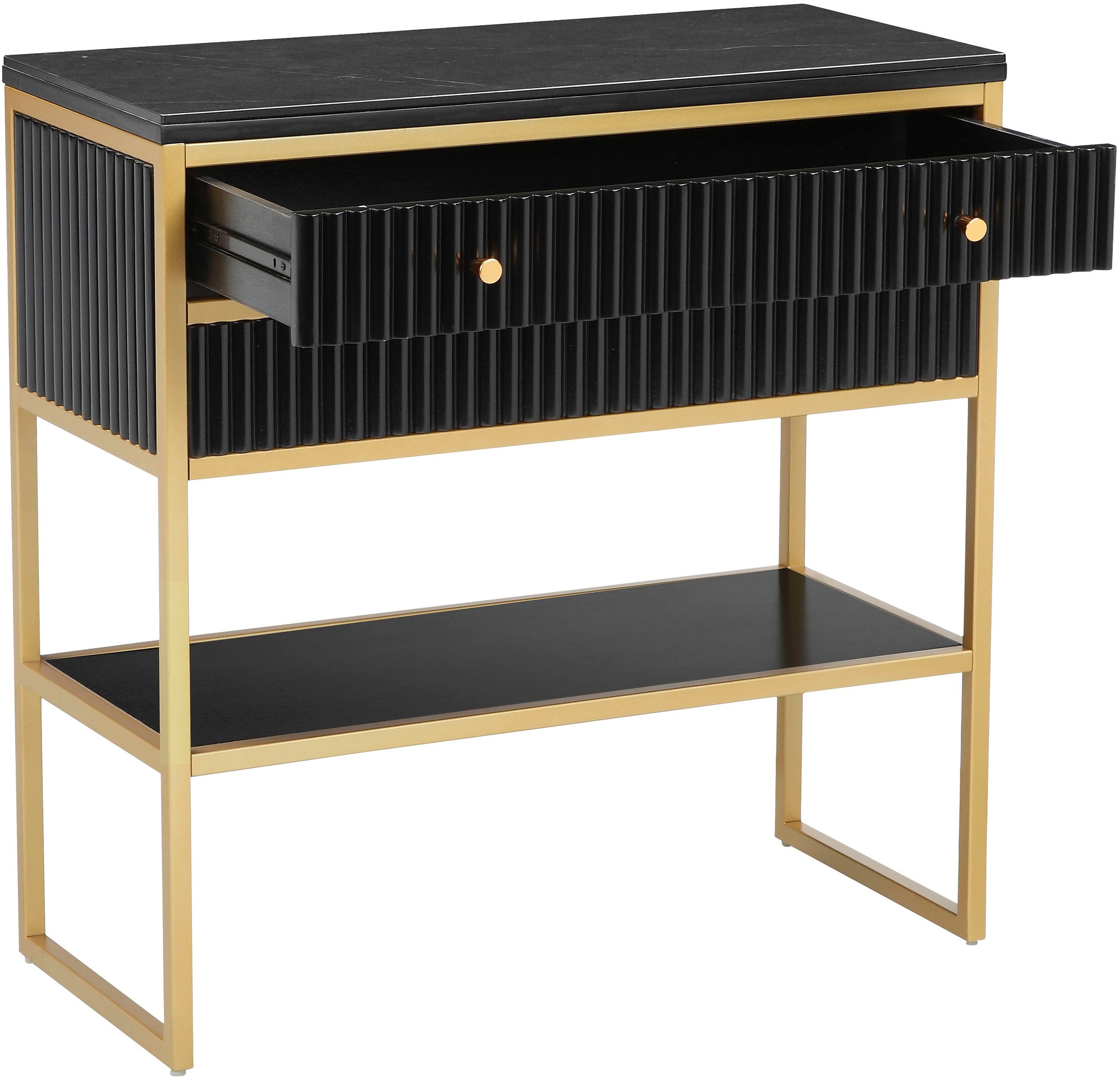 Leonique Sideboard »Fleuriss« Keramikplatte, goldenes Gestell, FSC-zertifiziertem Holz, Breite 80 cm