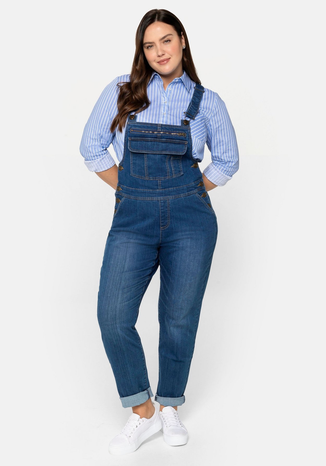 Sheego Stretch-Jeans »Jeans-Latzhose in Latzform aus elastischem Baumwollmix«