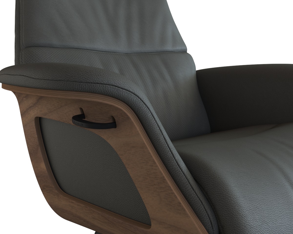 FLEXLUX Relaxsessel »Rücken u. Kopfverstellung, ergonomisch, Airchannels, klasse Komfort«, Rücken- & Kopfteilverstellung, Drehbar, Armlehne Walnuss, Fuß Schwarz