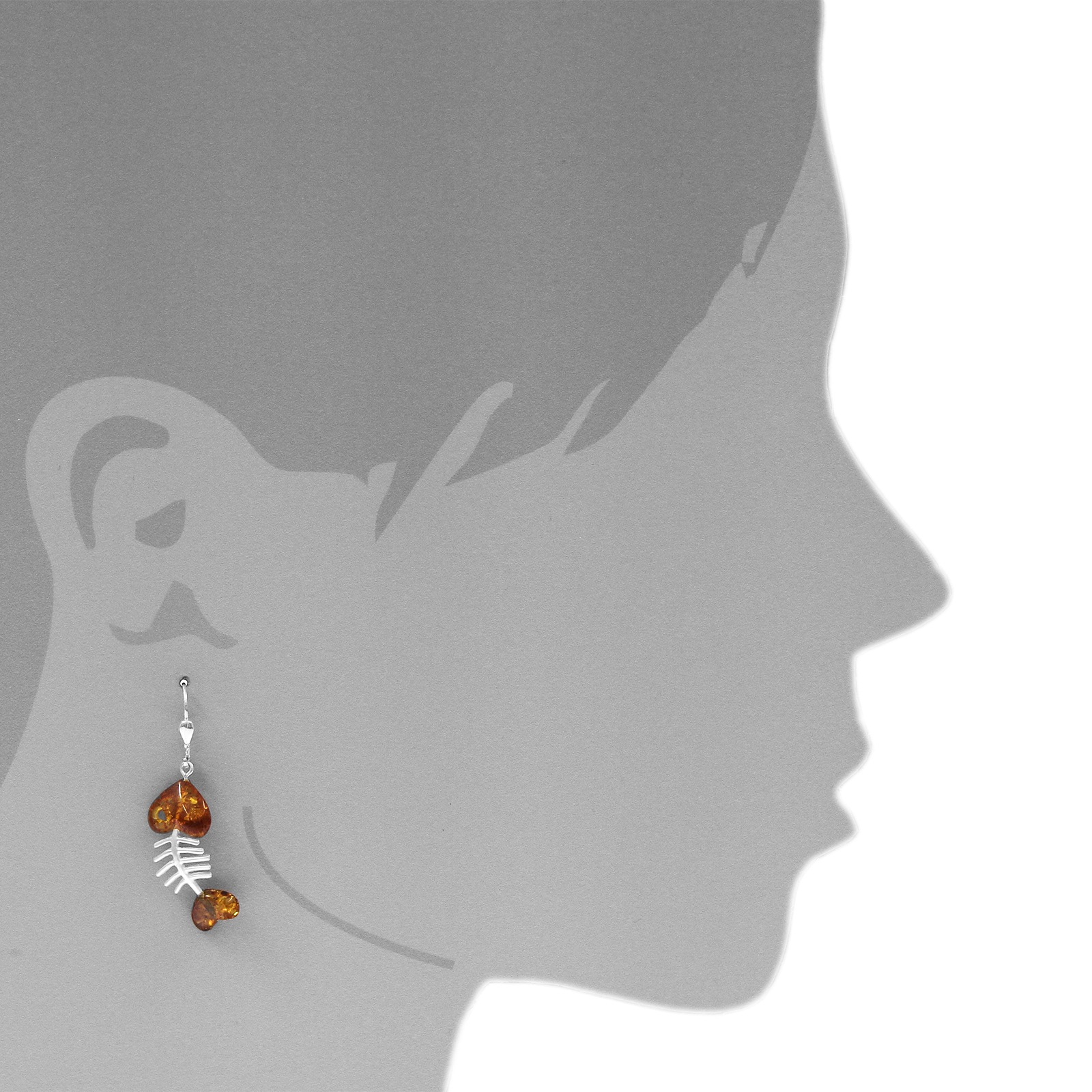 OSTSEE-SCHMUCK Paar Ohrhänger »- Fisch 30 mm - Silber 925/000 - Bernstein«