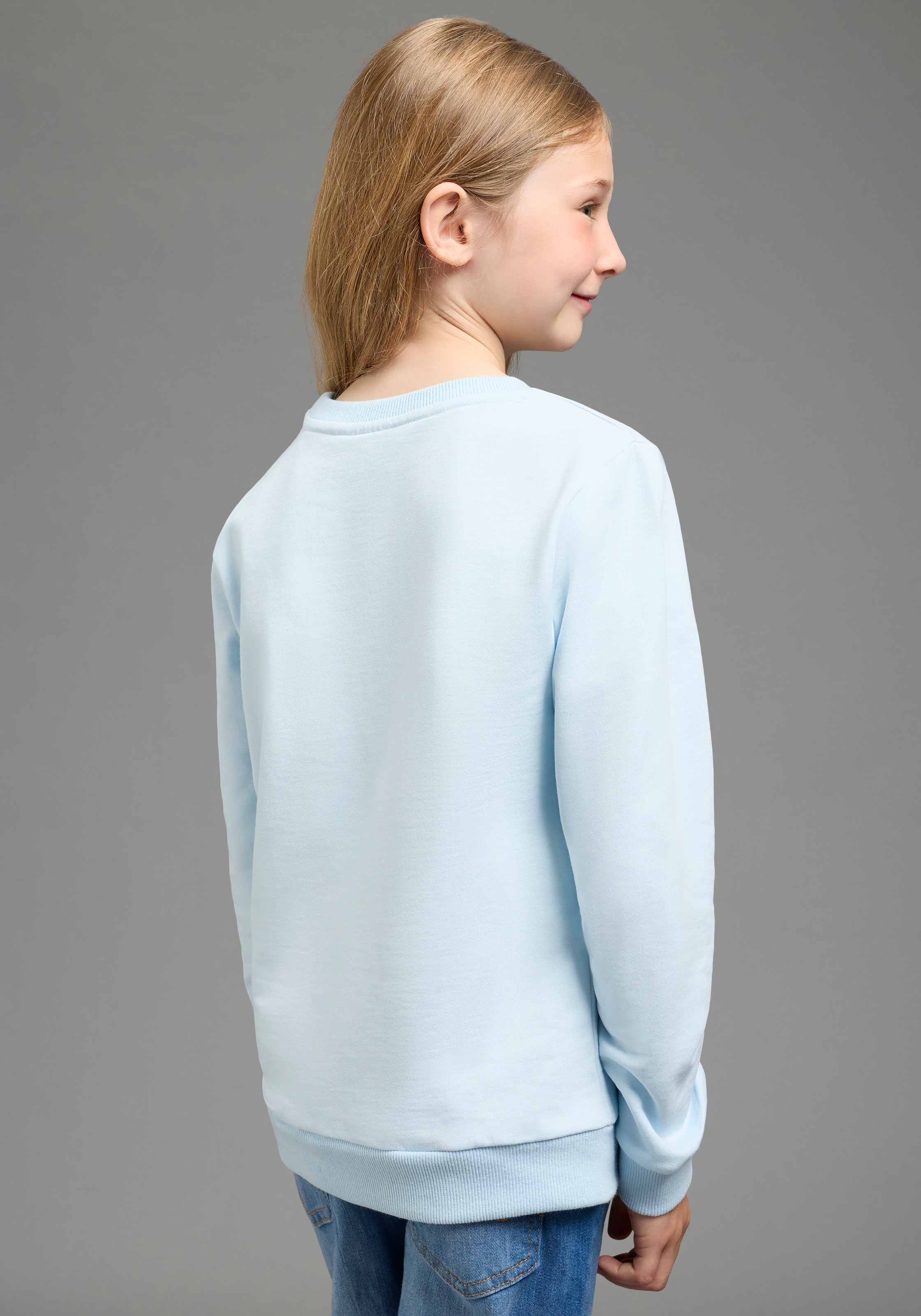 KIDSWORLD Sweatshirt »FROZEN Glitzerdruck Sweatshirt, Disney«, mit Rundhalsausschnitt, Langarm, hüftlange Basic-Passform
