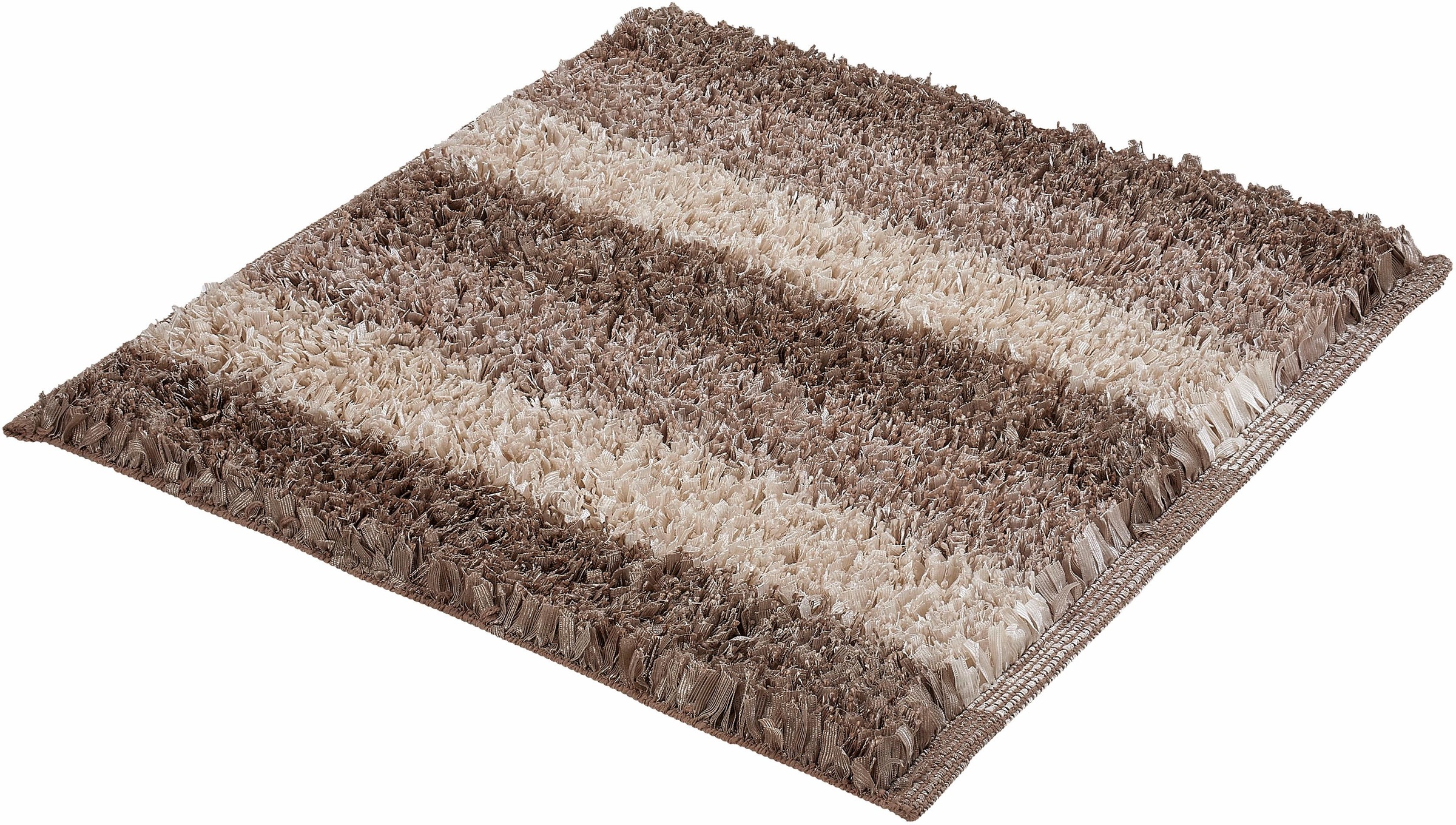 Kleine Wolke Badematte »Lounge«, rutschhemmend beschichtet, fußbodenheizungsgeeignet, Badteppich, Fransenflor, gestreift, leichter Glanzeffekt, waschbar