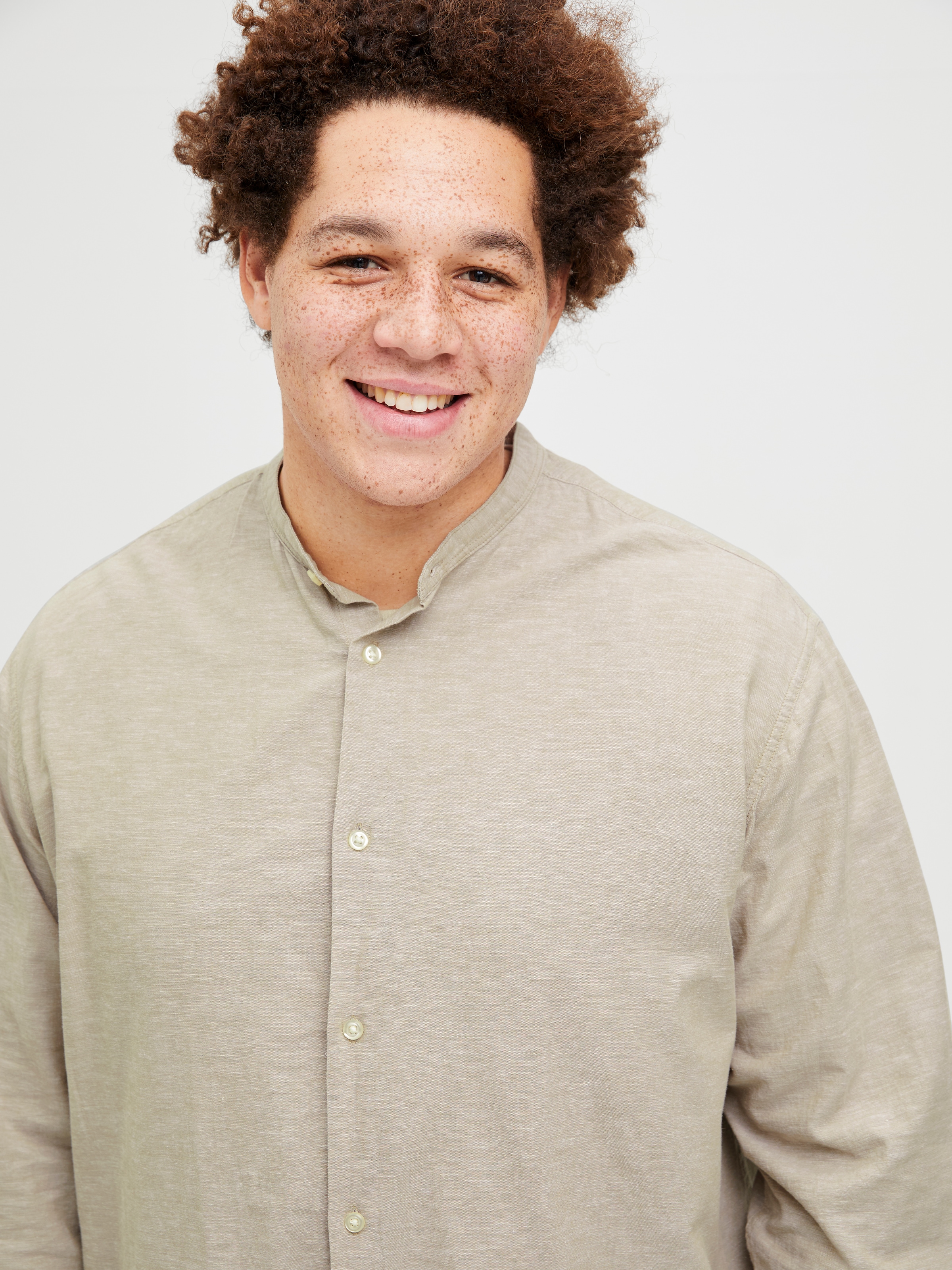 Jack & Jones PlusSize Langarmhemd »JJEBREEZE LINEN BLE BAND SHIRT LS SN PLS«