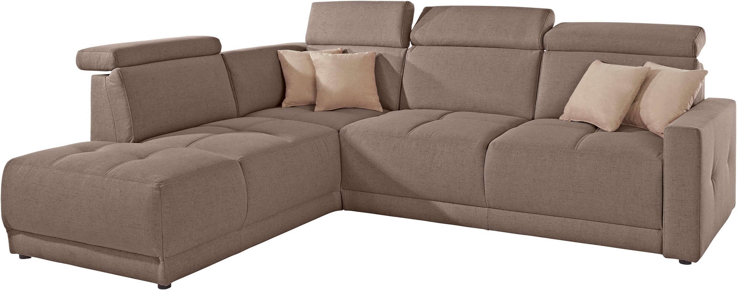 DOMO collection Ecksofa »Ava, moderne Sitzheftung mit toller Doppelnaht, komfortabel, L-Form«, mit Ottomane, inkl. Federkern, wahlweise mit Kopfteilverstellungen