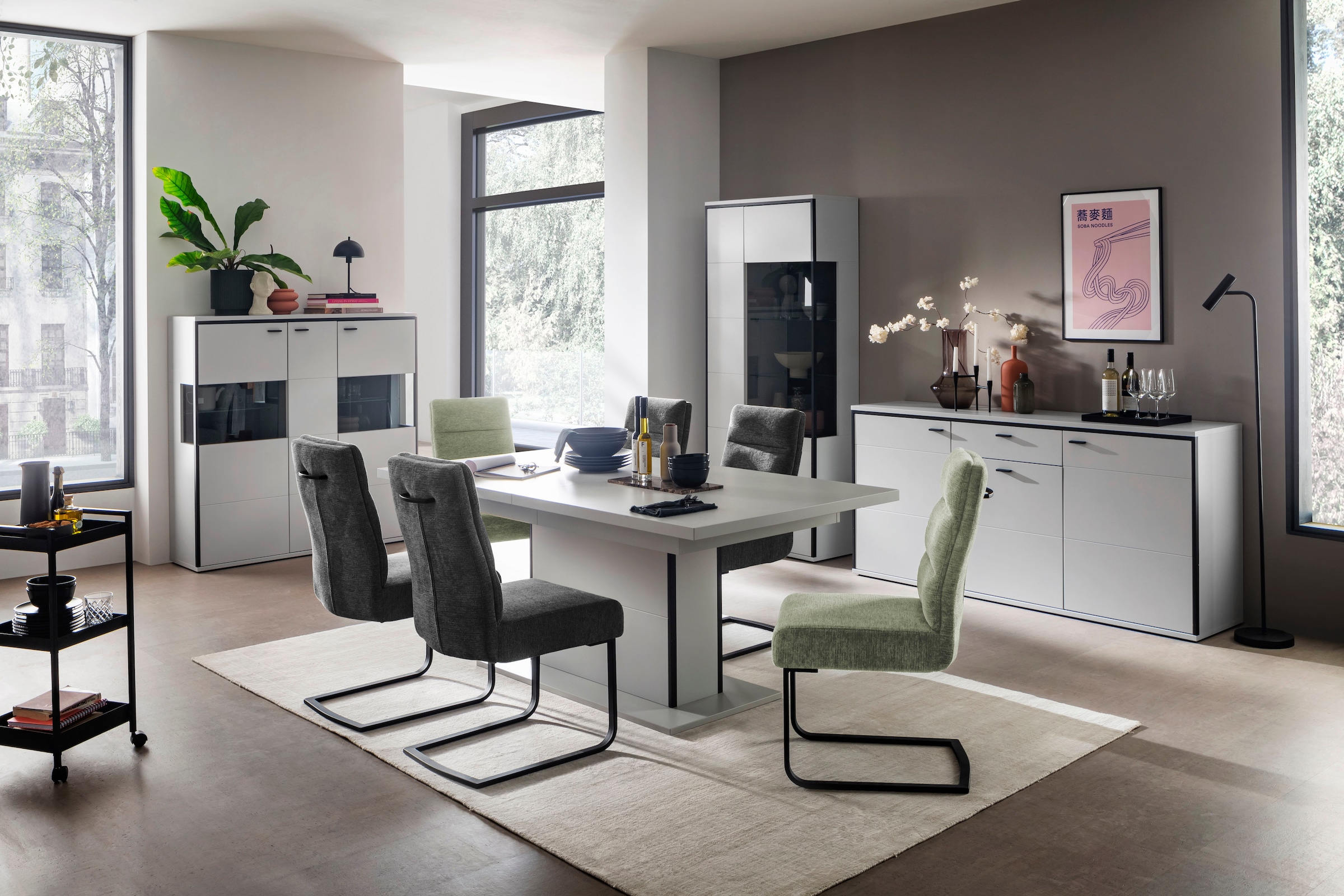 MCA furniture Freischwinger »LIMASSOL«, Chenille, (Set, 2Stck.), Stuhl belastbar bis 140 kg