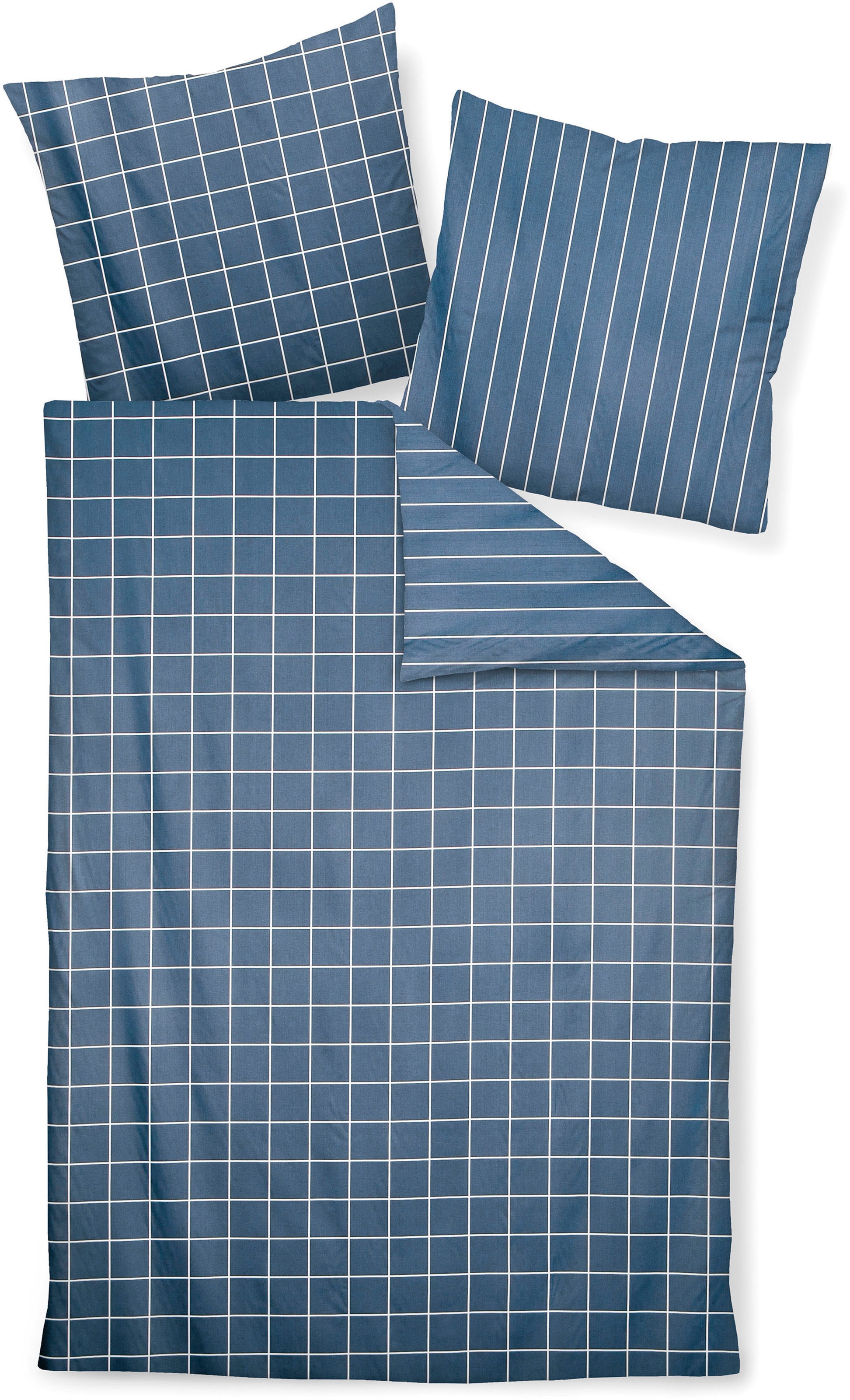Janine Kissenbezug »modernclassic 39025, Mako-Satin aus 100% Baumwolle«, (1 St.), mit Reißverschluss, in Gr. 40x80 oder 80x80 cm, mit Karos und Streifen