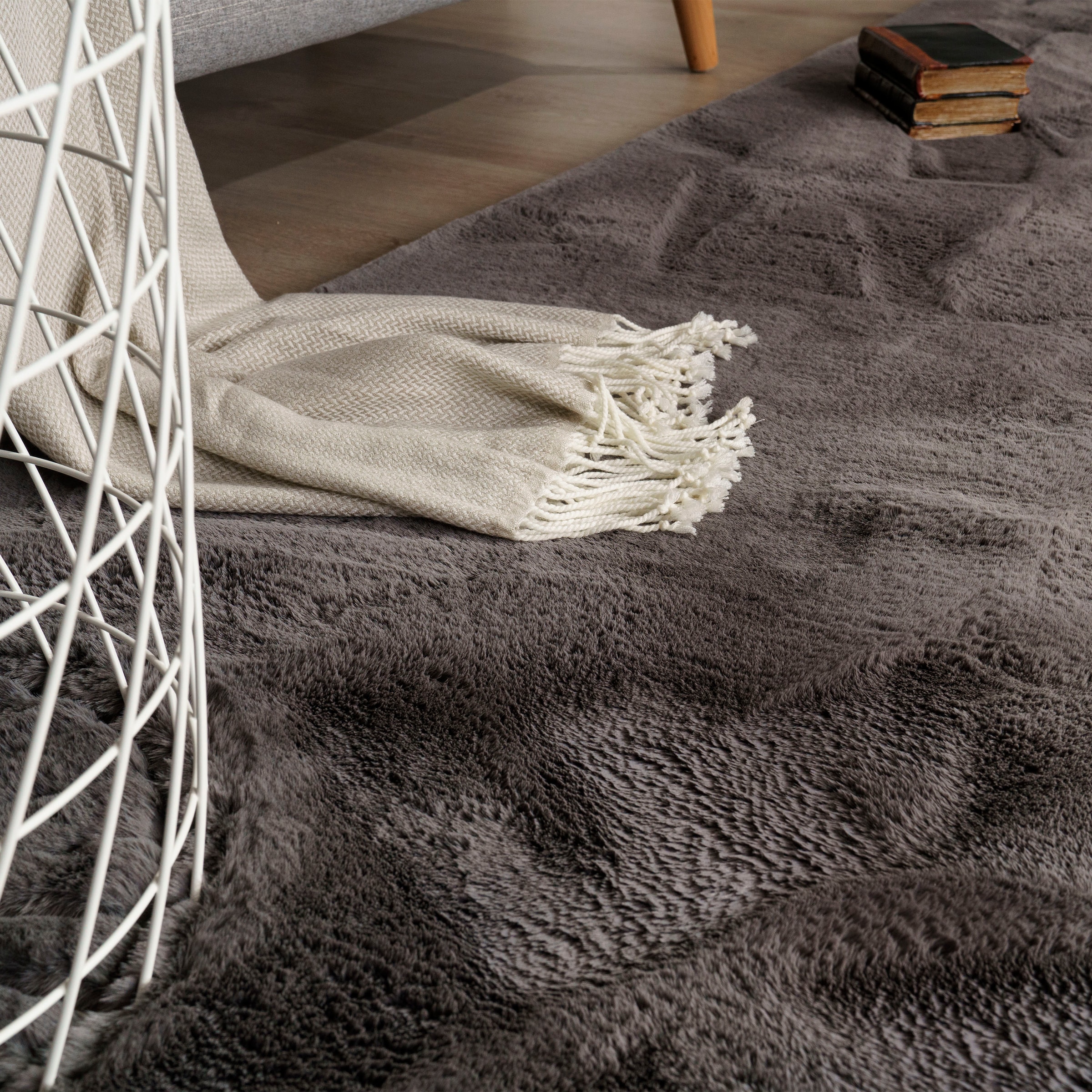 Paco Home Hochflor-Teppich »Rabbit Deluxe 860«, rechteckig, 39 mm Höhe, Kunstfell, Uni-Farben, sehr weicher Flor, Wohnzimmer, Schlafzimmer
