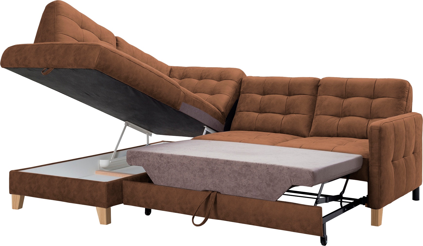 exxpo - sofa fashion Ecksofa »Elio, kompakt und komfortabel, bequem, zeitloses Design, L-Form«, wahlweise mit Bettfunktion und Bettkasten