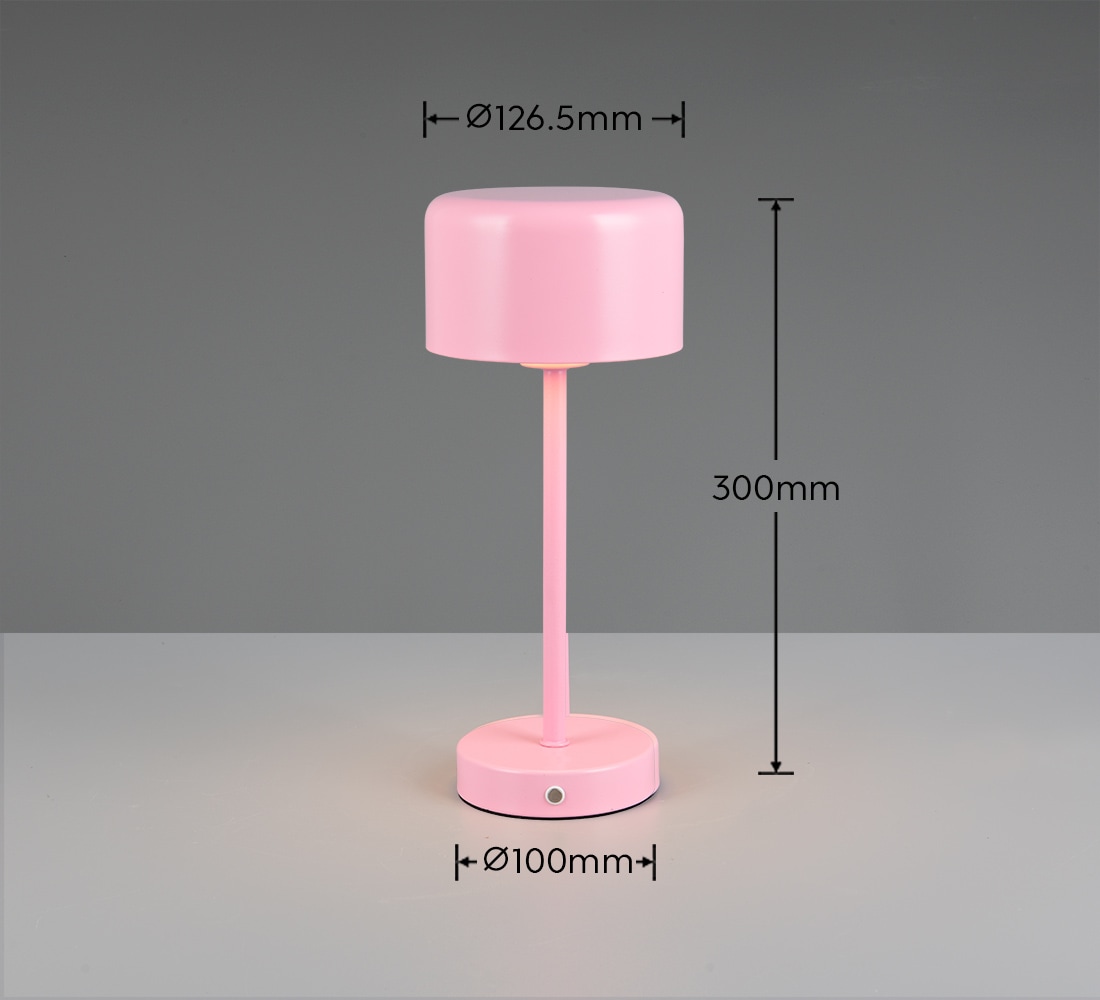 REALITY Leuchten LED Tischleuchte »JEFF, Tischlampe Kinderzimmer mit USB-C Ladekabel, Touch-Sensor« LED-Board 1 Stk. Warmweiß dimmbar, Höhe 30cm, Kinder Lampe warmweiß Leselampe, Akkuleuchte, Akku
