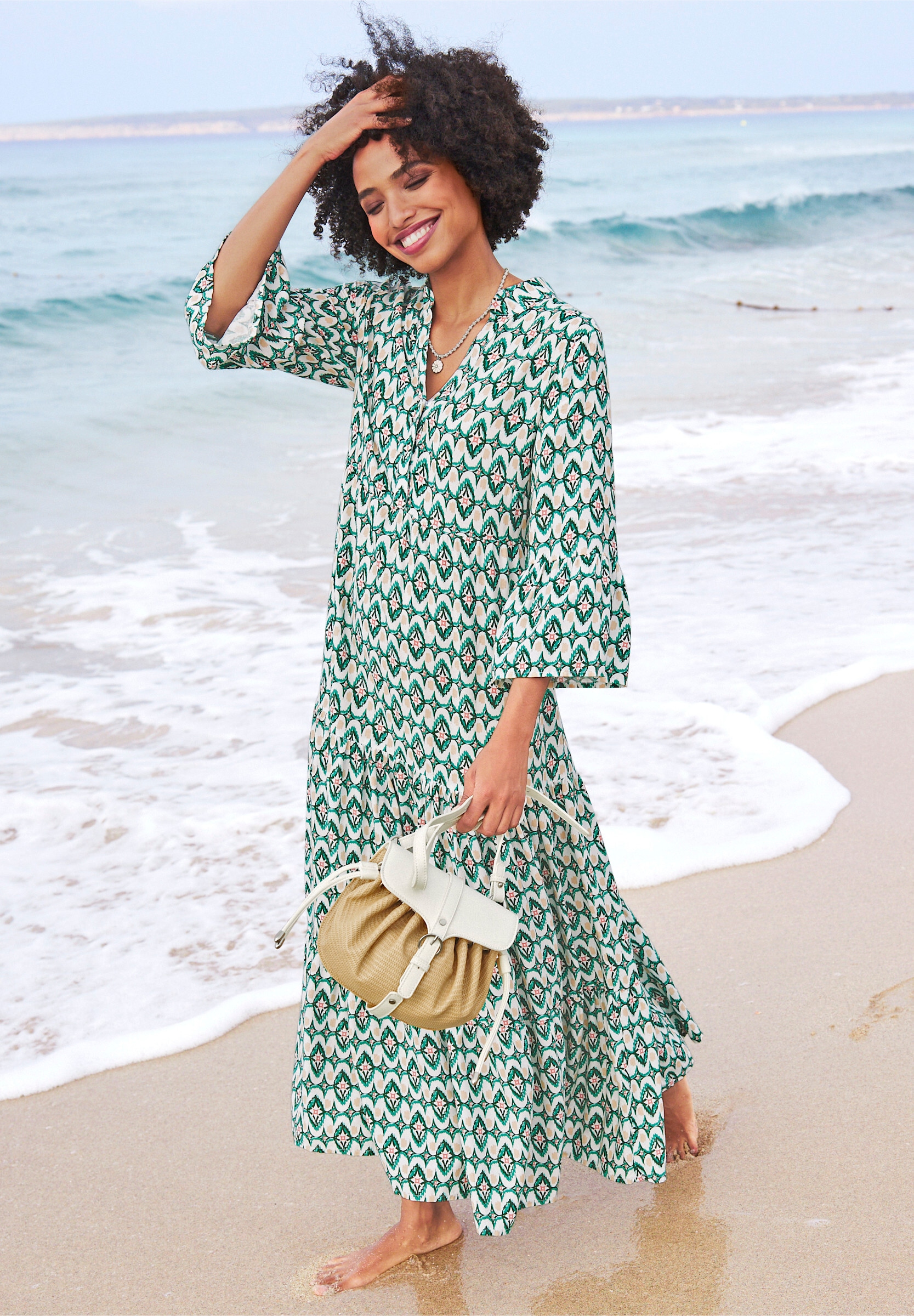 heine Sommerkleid »Druck-Kleid Maxikleid aus Viskose« Ohne Taschen