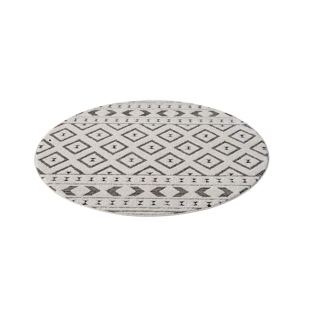 Carpet City Teppich »LOUNGE 9999«, rund, 15 mm Höhe, Kurzflor-Teppich Modern, Hoch-Tief-Struktur, Wohnzimmer, Schlafzimmer
