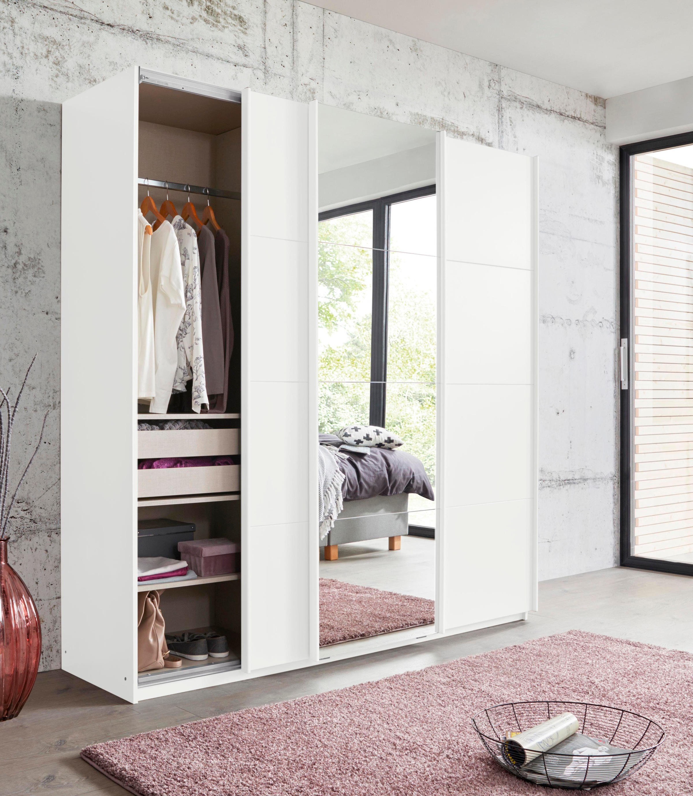 rauch Schwebetürenschrank »Kleiderschrank Schrank Garderobe Wäscheschrank BESTSELLER KEPAN«, inkl. Schubladen-Einsatz und extra Einlegeböden MADE IN GERMANY