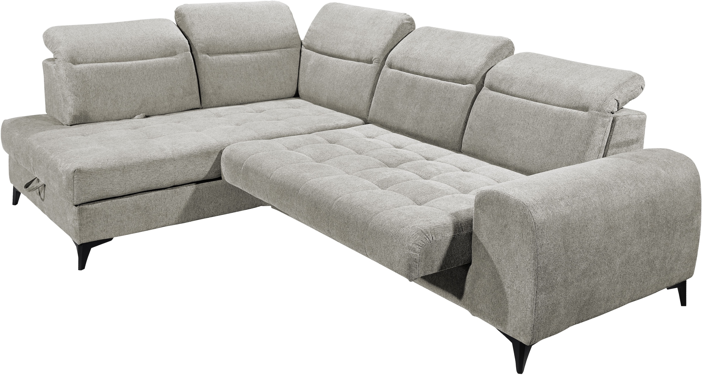 ED EXCITING DESIGN Ecksofa »Rockdale L-Form mit Bettfunktion, Bettkasten« Kopfteilverstellung, Sitztiefenverstellung & USB-Port