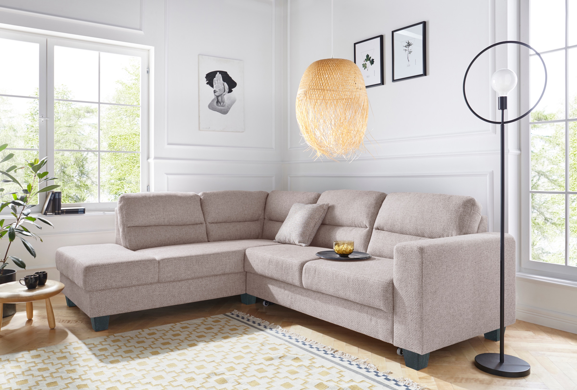 TRENDMANUFAKTUR Ecksofa »Chamber, zeitlos und modern, hoher Sitzkomfort, L-Form«, wahlweise mit Schlaffunktion