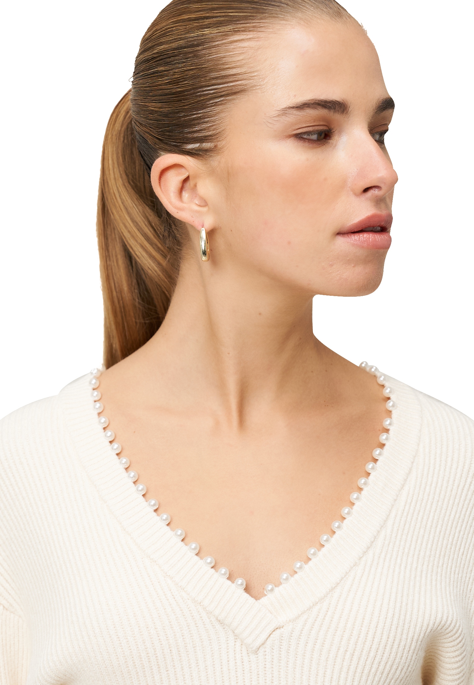 Zero Rundhalspullover »Pullover mit Perlen«