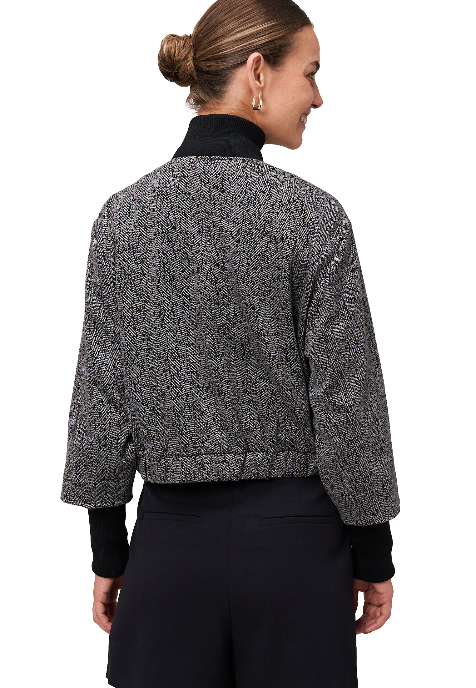 Zero Jackenblazer »Jacke Fischgrät mit Stehkragen«