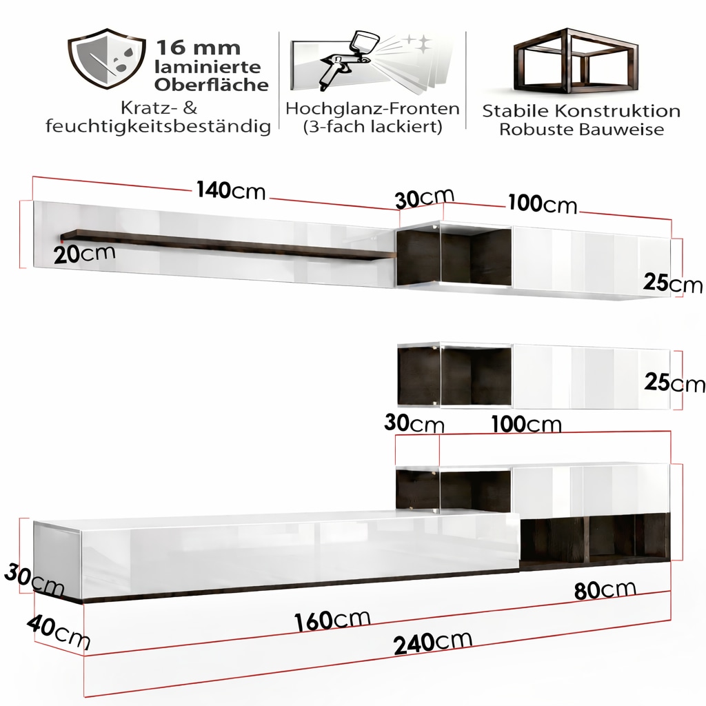 OTTO home Wohnzimmer-Set »Lego Anbauwand, Wohnkombination, Wohnzimmer-Set« 4 Stk. tlg.