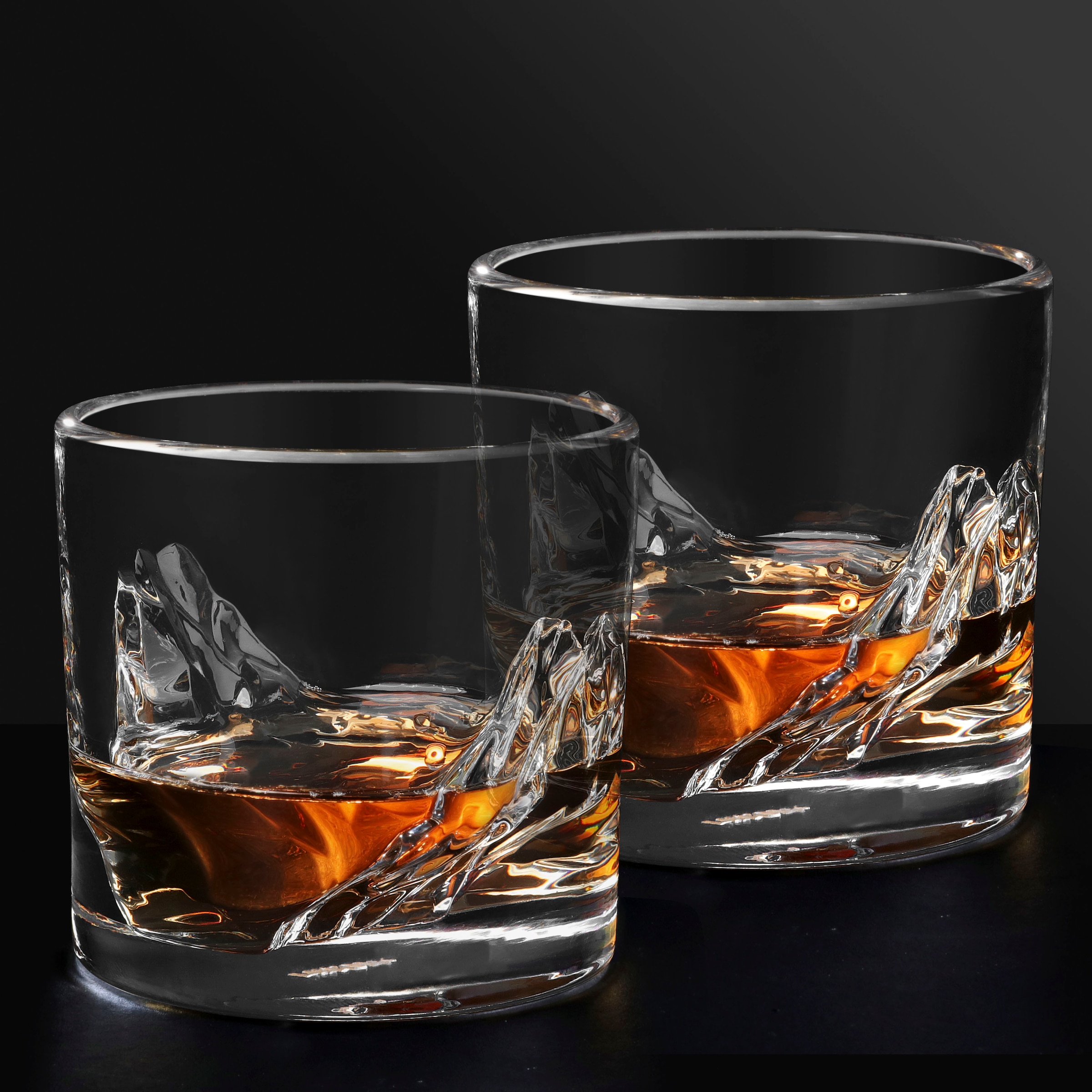 LIITON Whiskyglas »Grand Canyon«, (Set, 2 tlg.), dicker Glasboden als Bergmotiv, 300 ml