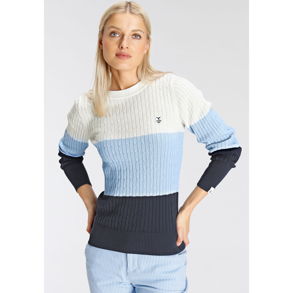 DELMAO Strickpullover mit durchendem Zopfmuster im trendigen Colourblocking NEUE MARKE! DELMAO Strickpullover mit durchendem Zopfmuster im trendigen Colourblocking NEUE MARKE!
