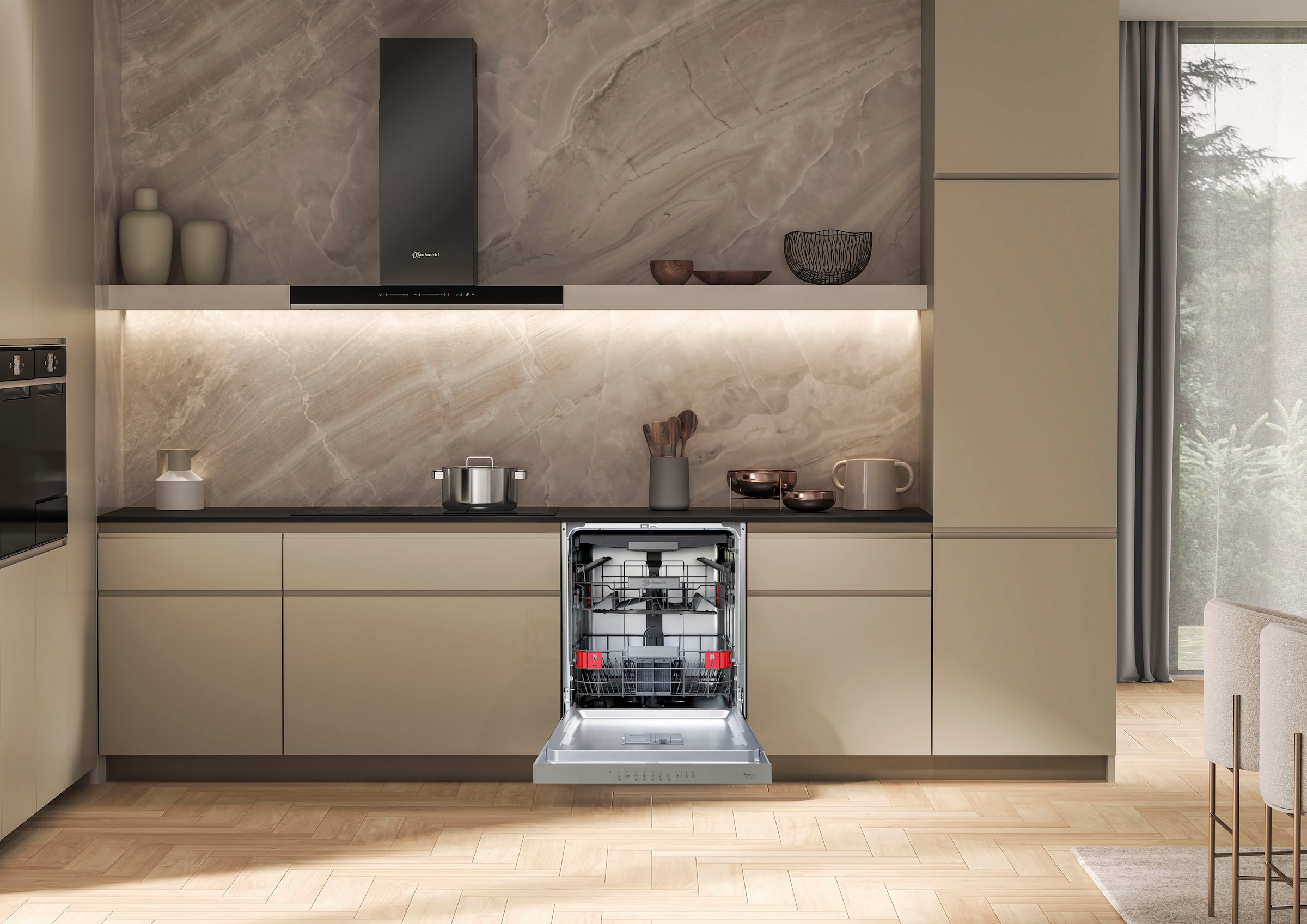 BAUKNECHT teilintegrierbarer Geschirrspüler »OBBC Ecosilent 9760«, 14 Maßgedecke, ActiveDry - automatisches Türöffnungssystem