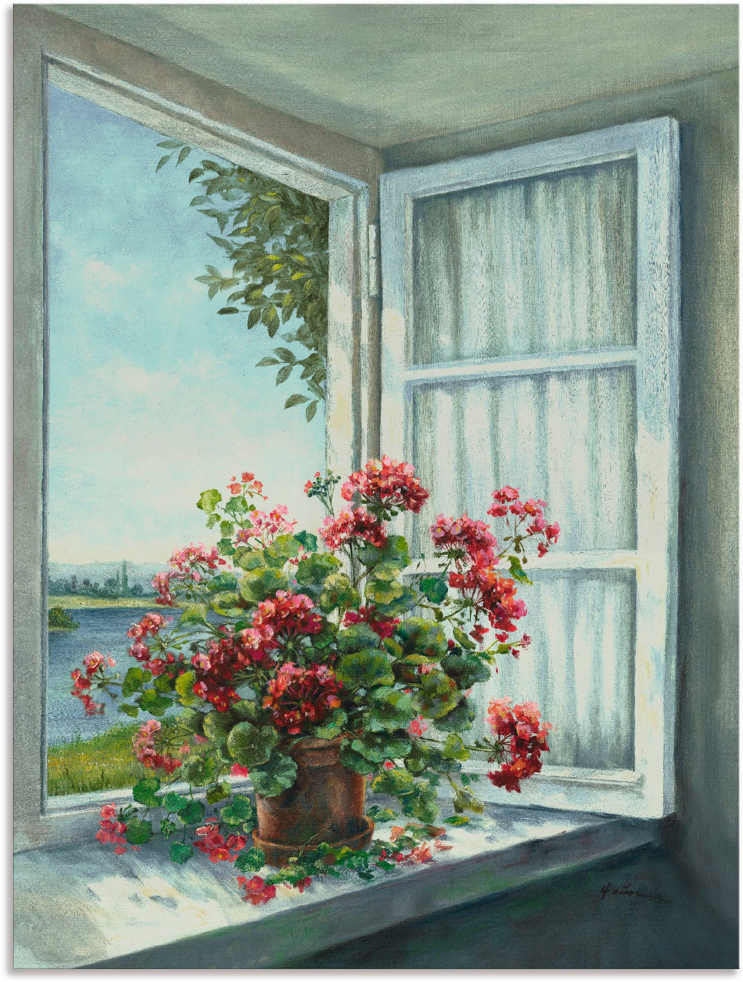 Artland Wandbild »Geranien am Fenster«, Blumen, (1 St.), als Alubild, Outdoorbild, Leinwandbild, Poster, Wandaufkleber