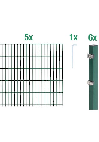 Alberts Doppelstabmattenzaun, (Set), grün, 80 cm hoch, 5 Matten für 10 m, 3 Pfosten kaufen
