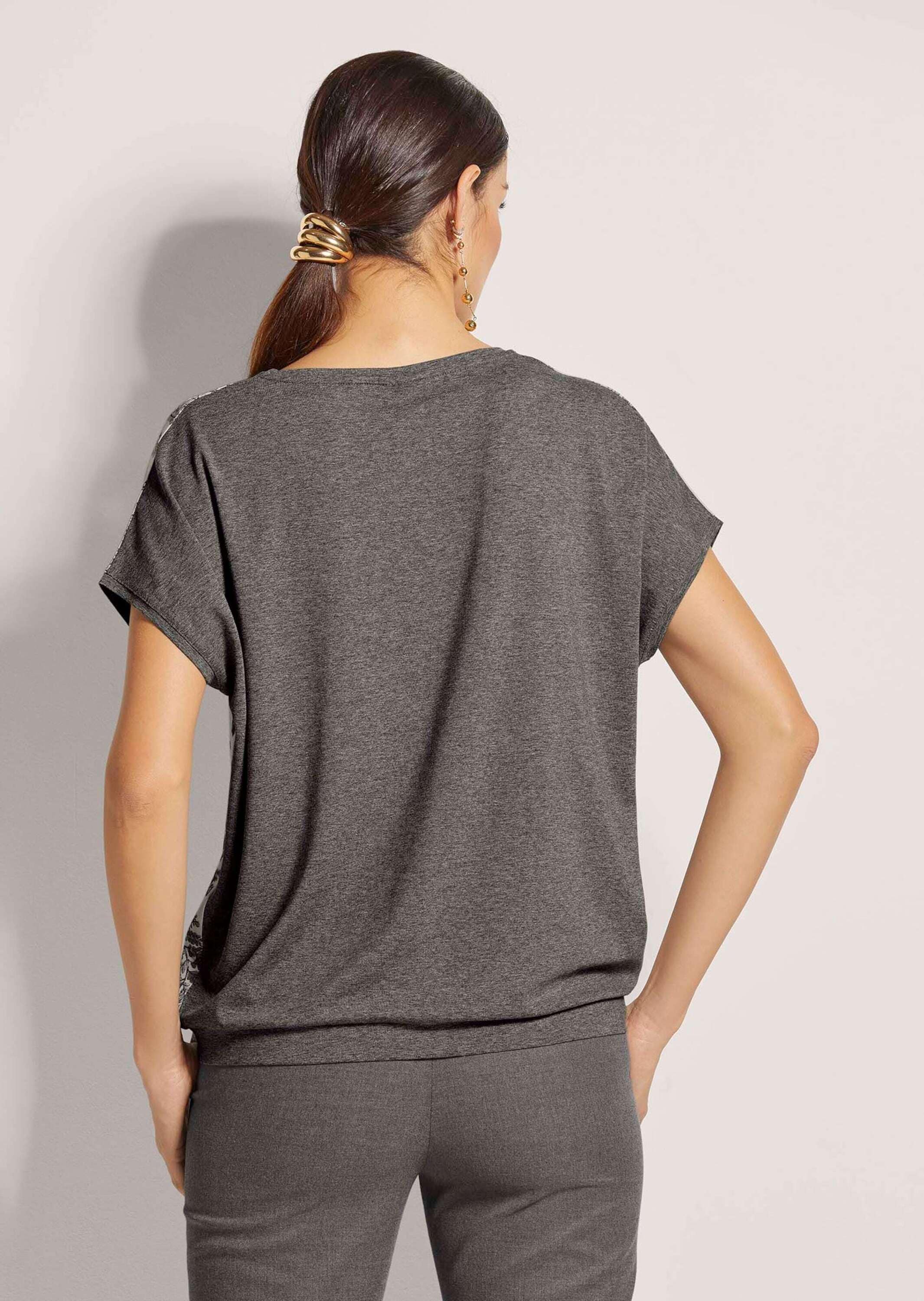 MADELEINE Langarmshirt »Druckshirt Rundhals-Shirt im Material-Mix«