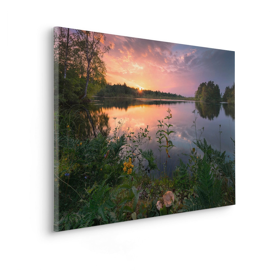 Komar Leinwandbild »Abends in Schweden«, Baum-Blätter-Natur-Berge-Blumen-Foto-Jahreszeiten-Landschaft-Meer-Strand-Palmen, (1 St.)