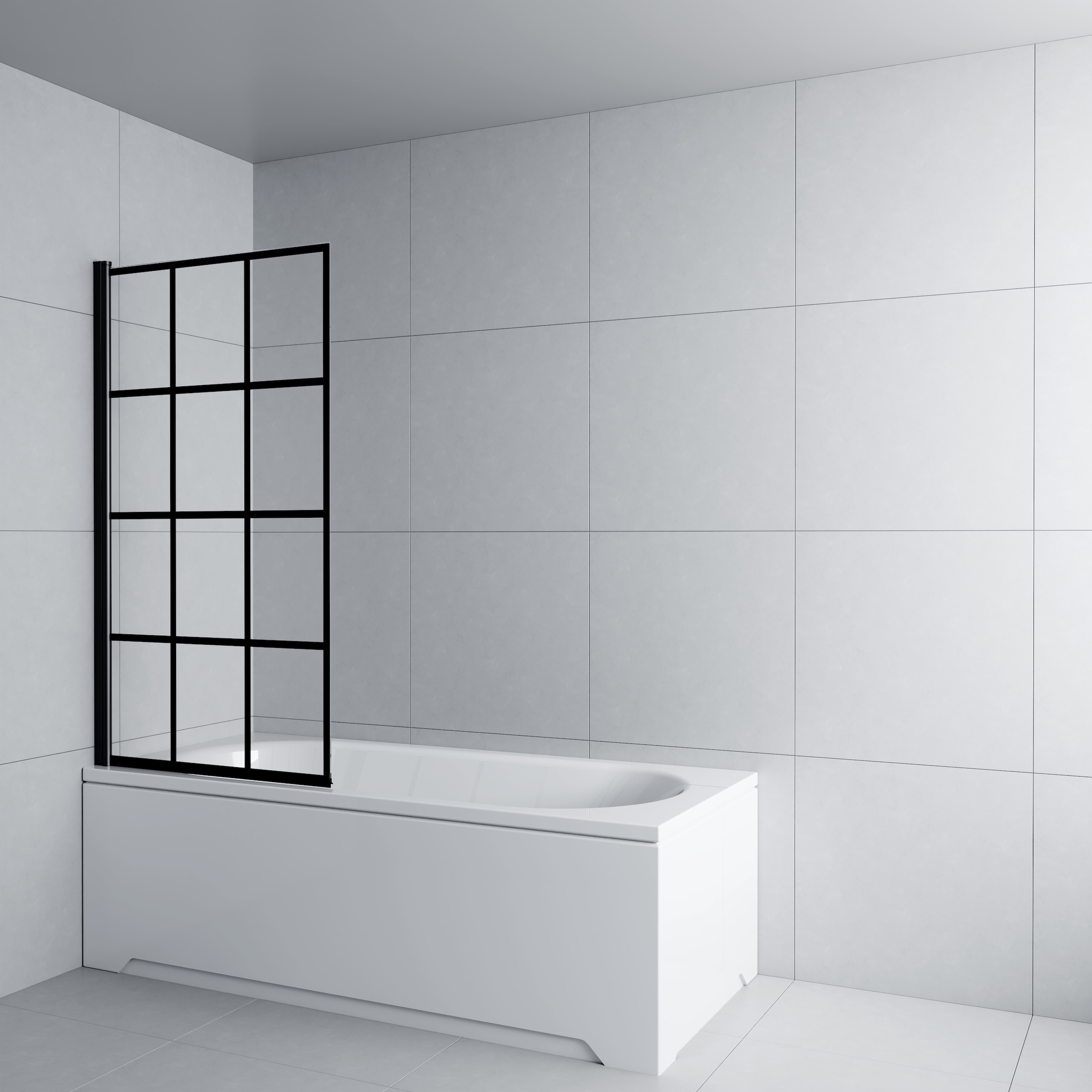 welltime Badewannenaufsatz 12-Geteilter Badewannenaufsatz in trendigem Schwarz