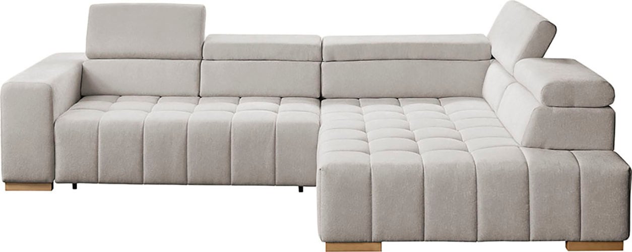 exxpo - sofa fashion Ecksofa »Elianos, hoher Sitzkomfort, aufwendige Kreuzsteppung im Sitz, L-Form« Kopfteile & Sitztiefe verstellbar, ohne Bettfunktion