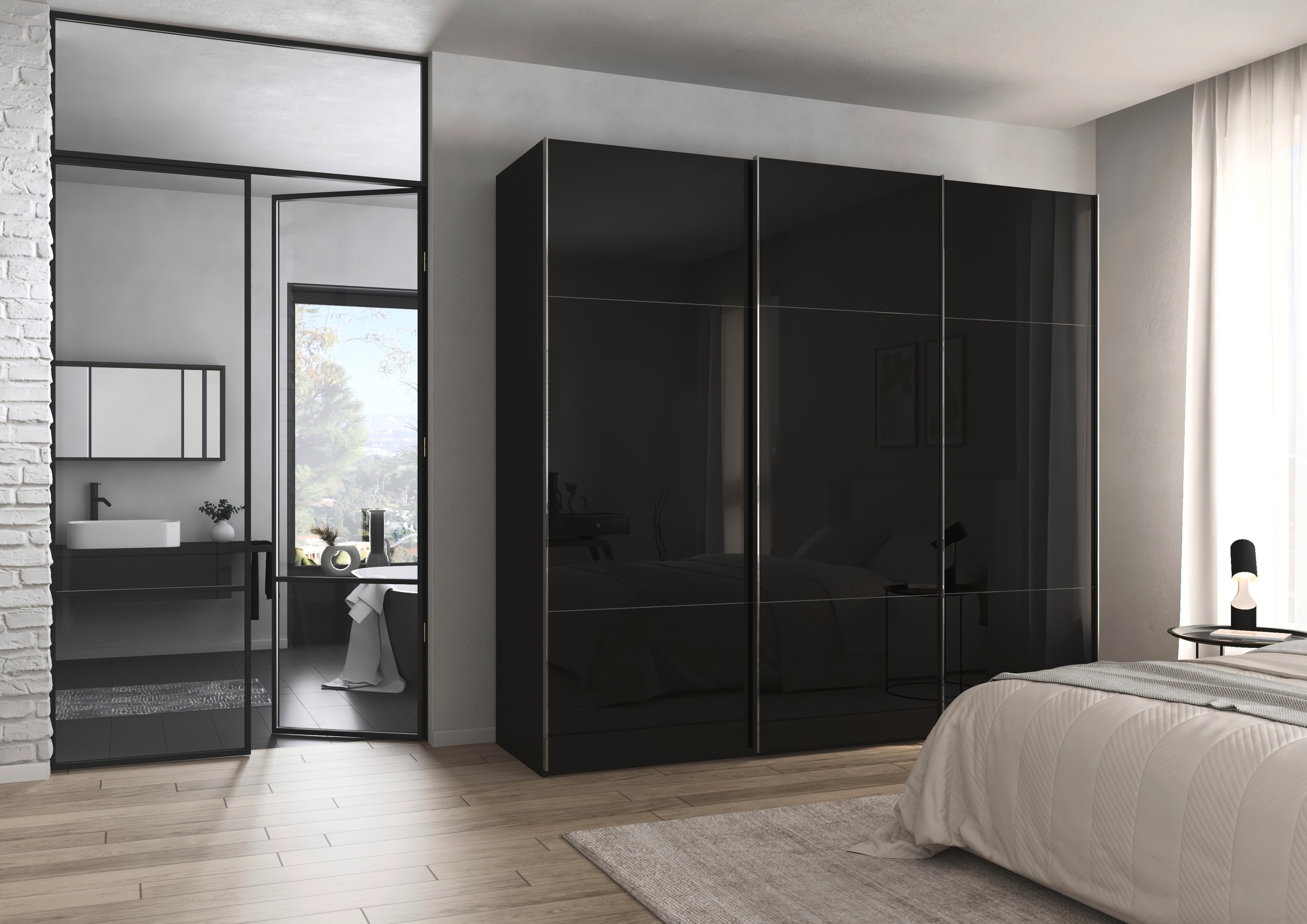 rauch Schwebetürenschrank »Kleiderschrank Schrank Garderobe Schlafzimmerschrank CONTIDO«, (in 3 verschiedenen Ausstattungen BASIC/CLASSIC/PREMIUM), aus hochwertigem Material in 6 Breiten 2 Griff-Farben MADE IN GERMANY