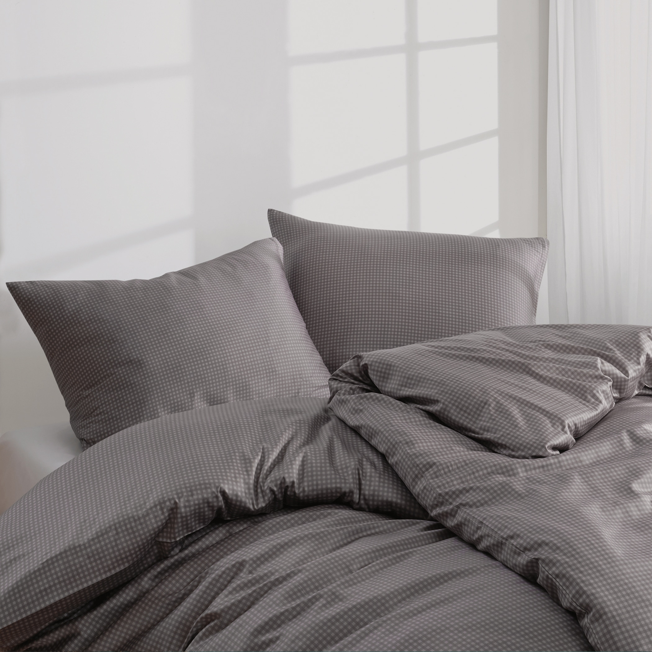 Florella Bettwäsche »»Karo Five grafit « Edel-Satin,  100% Baumwolle«