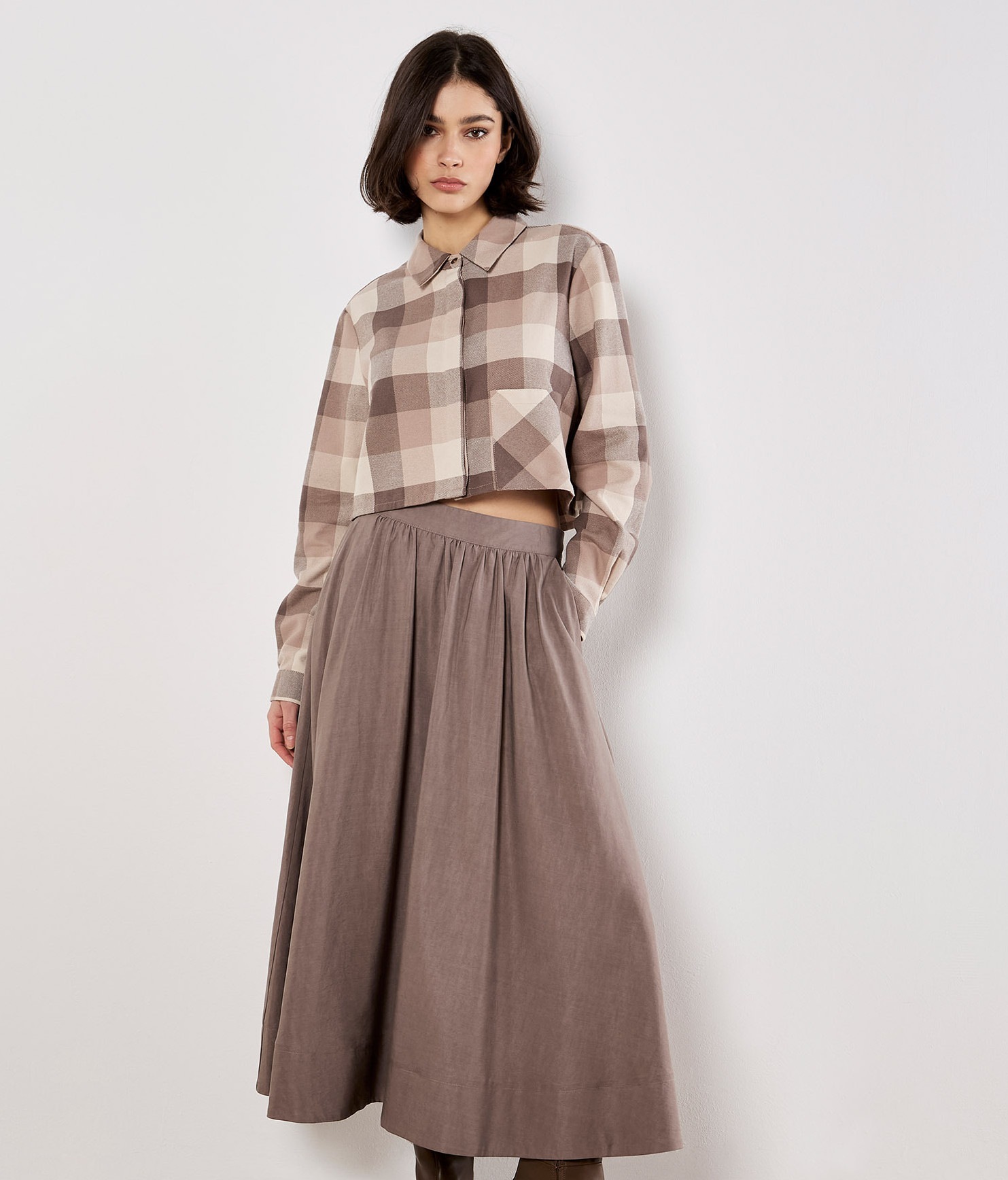 Apricot Hemdbluse »Cropped-Hemd« mit verdeckter Knopfliste