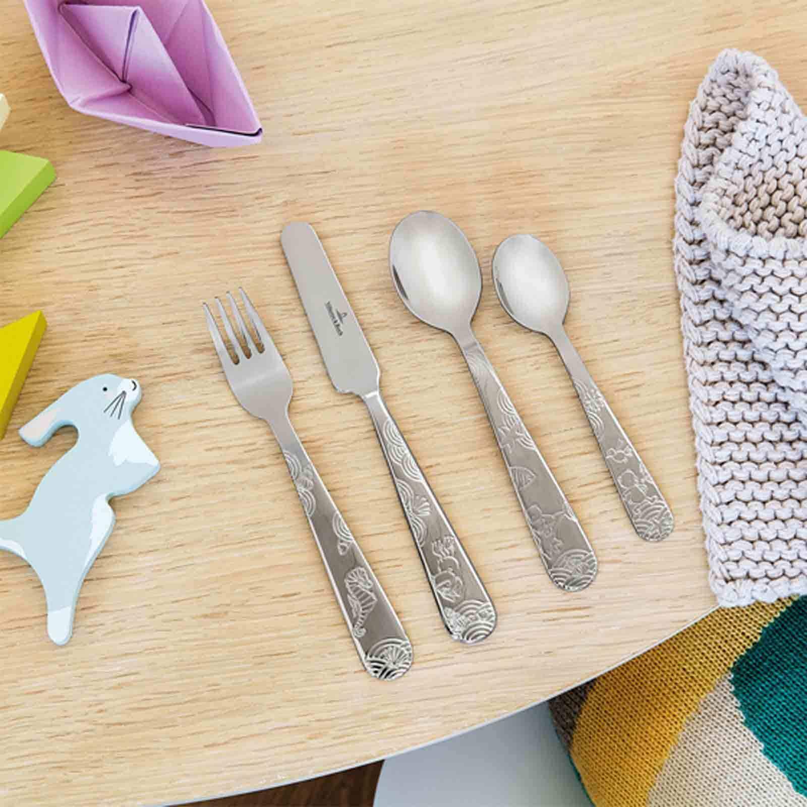 Villeroy & Boch Kinderbesteck »Kinderbesteck Happy as a Bear silber« Spülmaschinenfest