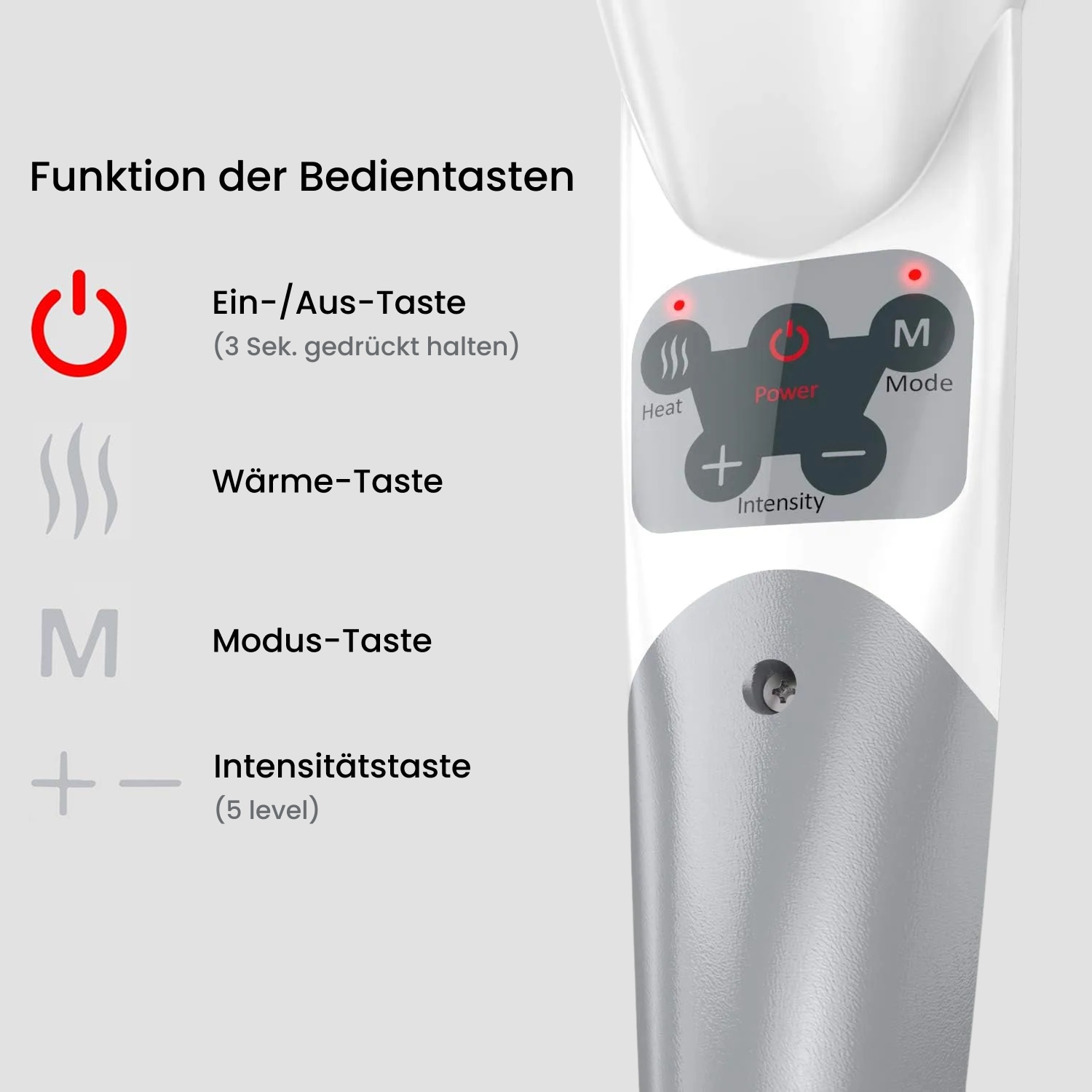 Renpho Massagegerät »Handheld Rückenmassagegerät mit Wärme« Rückenmassage mit Wärme, 3 Aufsätze, 5 Stufen, Abschaltung, Netz