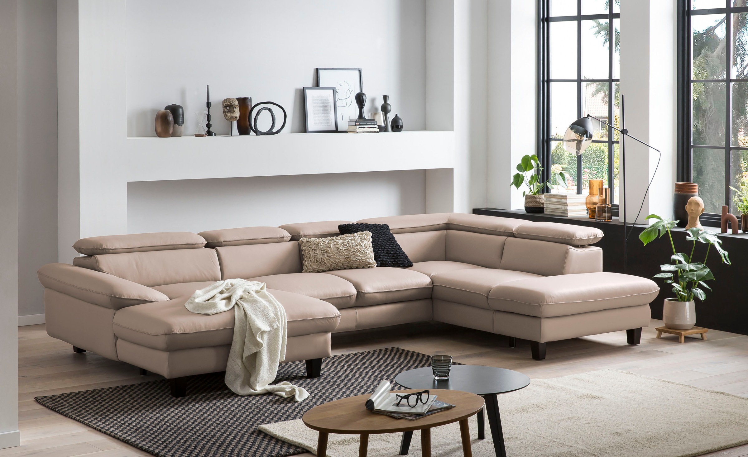 Home affaire Wohnlandschaft »Pilot U-Form« mit Kopfteilverstellung, wahlweise mit Bettfunktion & Bettkasten