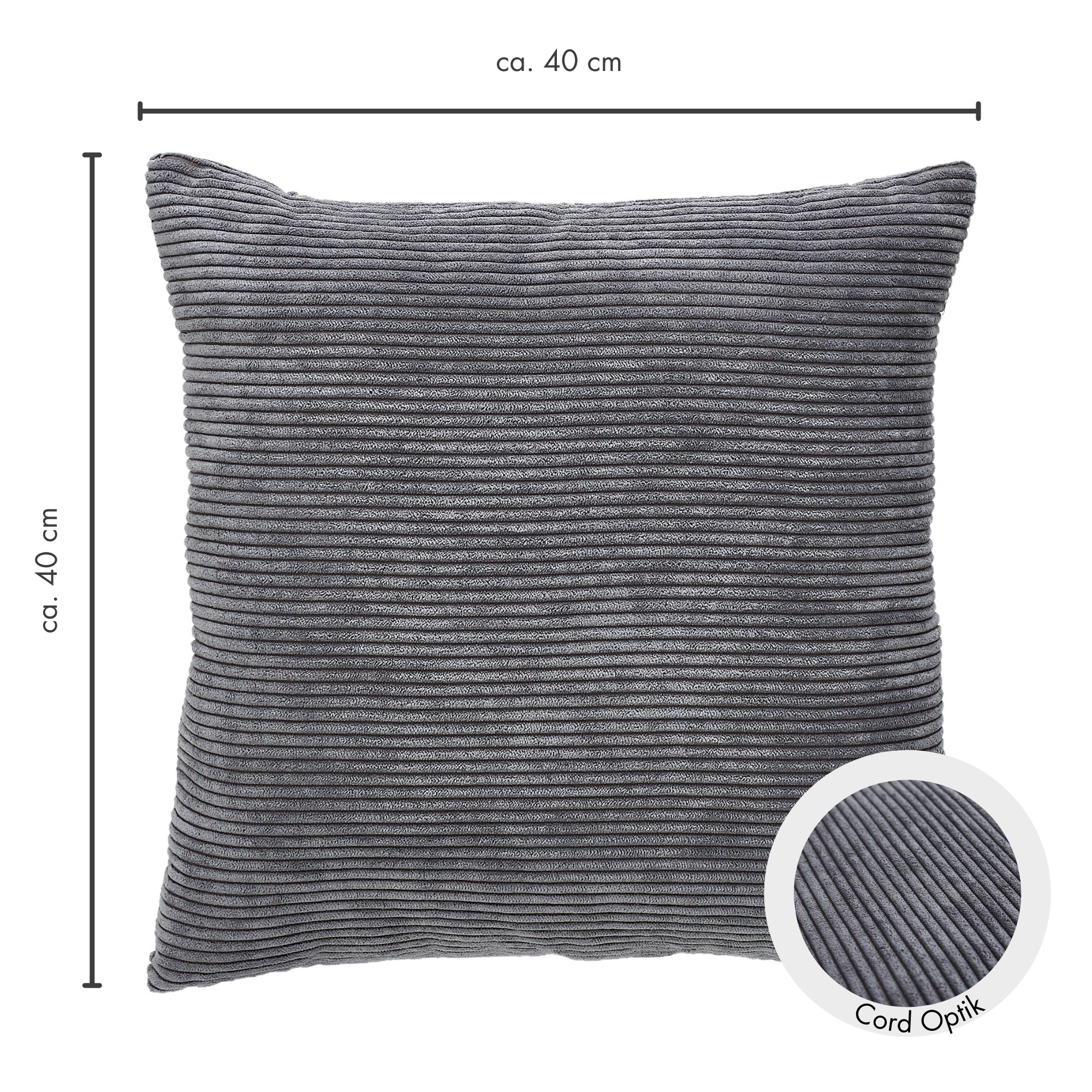 Andiamo Cord Dekokissen »Emy«, Kissenhülle mit Füllung, Sofakissen, eckig, 40x40 oder 30x50 cm