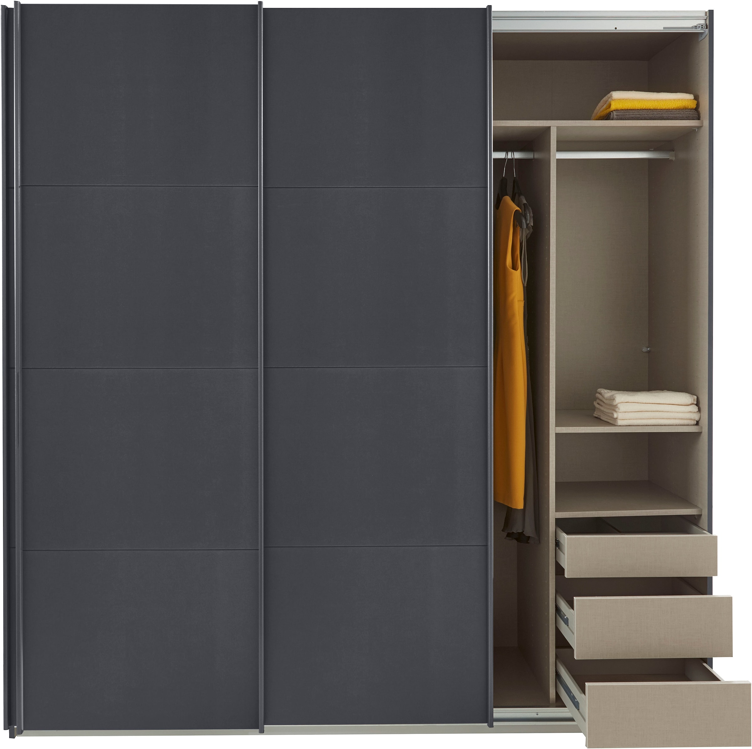 rauch Schwebetürenschrank »Kleiderschrank Schrank Garderobe TOPSELLER OTELI inkl. Inneneinteilung«, mit 3 Innenschubladen sowie zusätzlichen Einlegeböden MADE IN GERMANY