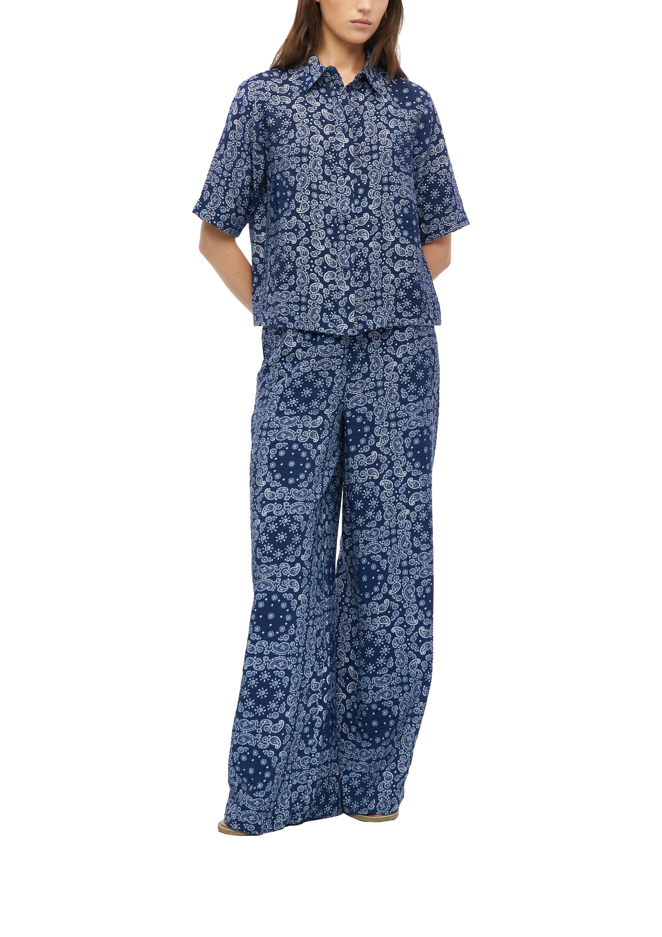 s.Oliver Druckbluse Kurzarm Sommerhemd mit grafischem Muster / kurz
