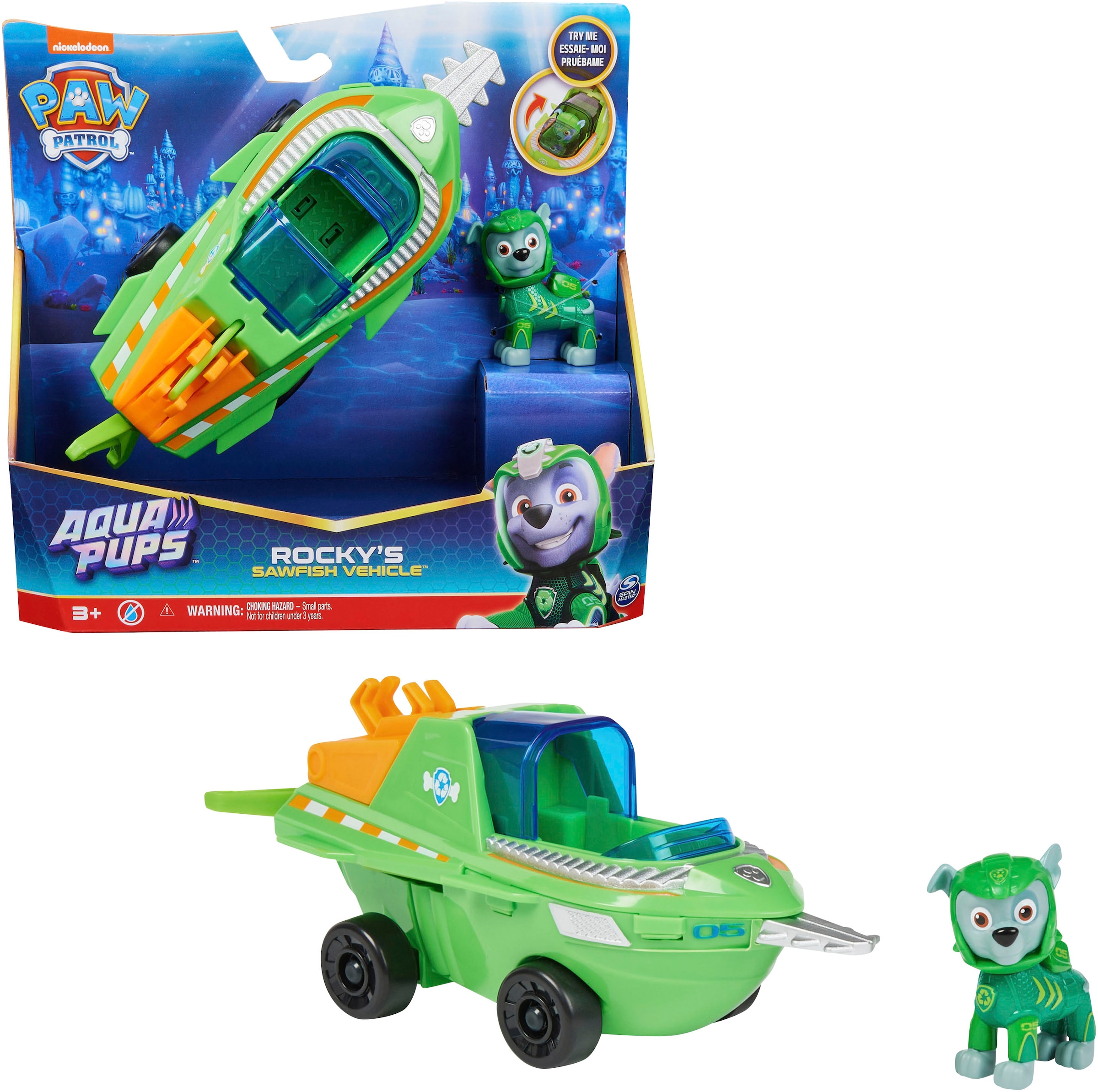 Spielzeug-Auto »Paw Patrol - Aqua Pups - Basic Themed Vehicles Solid Rocky«, mit...