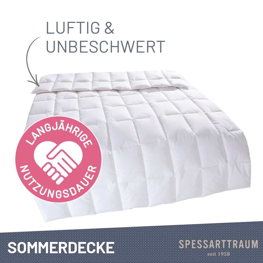 SPESSARTTRAUM Daunenbettdecke »Laax Bettdecke 135x200, 155x220 cm und viele weitere Größen«, extraleicht, Füllung 100% Daunen, Bezug 100% Baumwolle, (1 St.), Bettdecken Ganzjahresbettdecke, Winter, Sommer