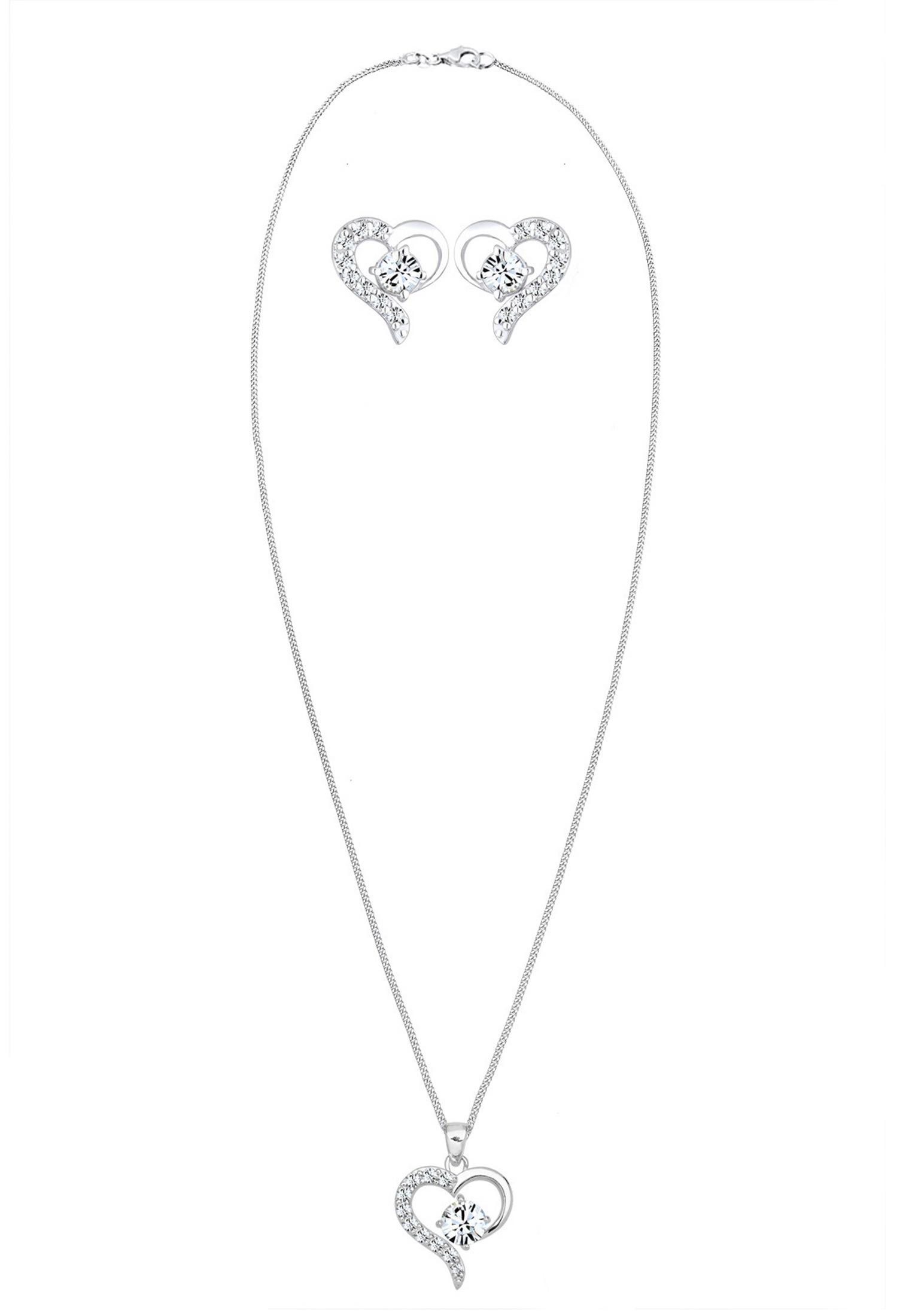 Elli Ohrring und Ketten Set »Schmuckset Set mit Herz Weiß 925 Sterling Silber, mit Kristallen von Swarovski®« ()