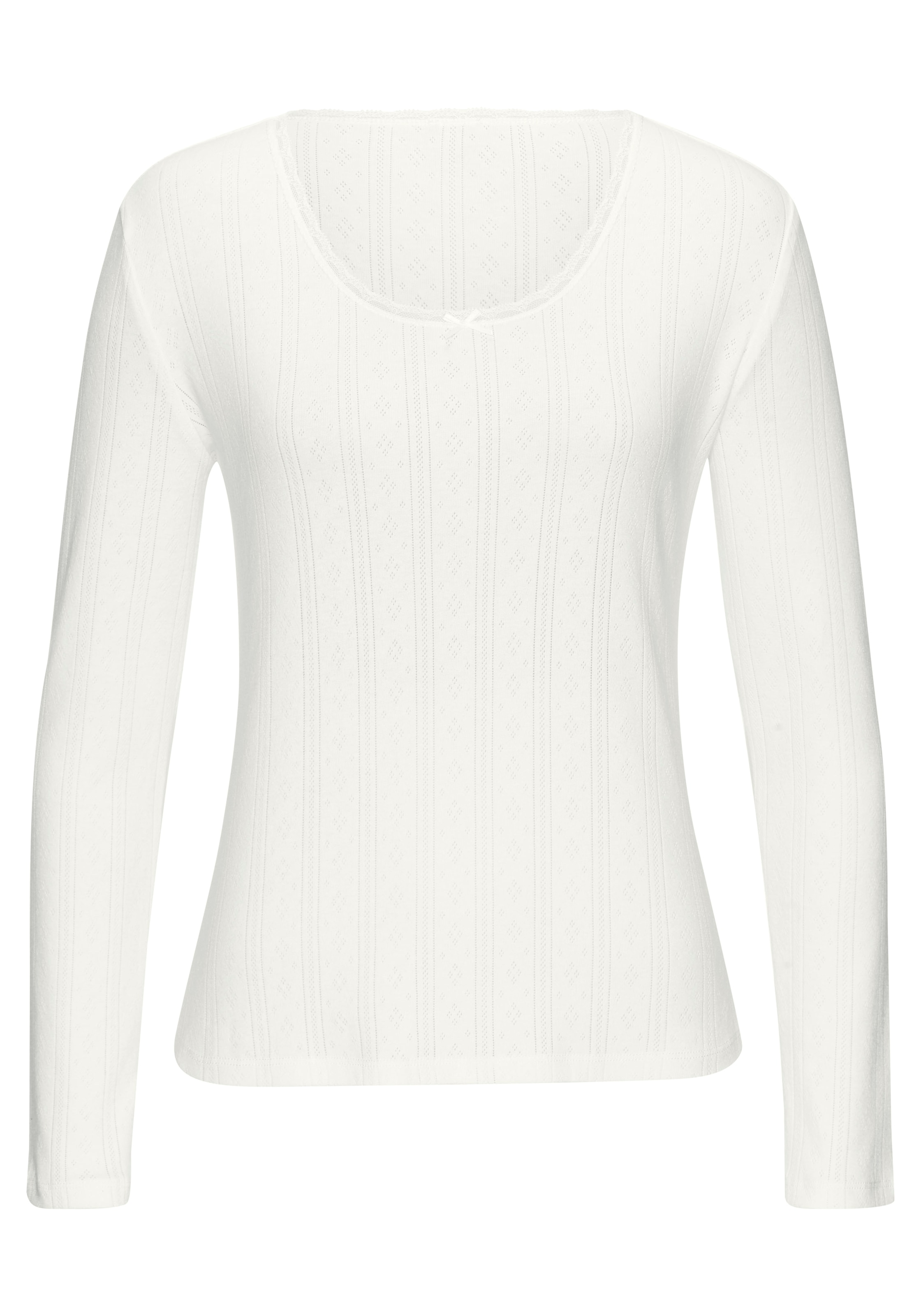 Vivance Langarmshirt 2er-Pack,  aus weichem Pointelle-Strick mit Spitze