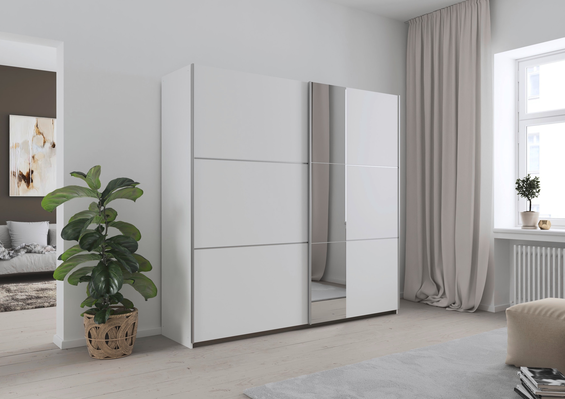 OTTO home Kleiderschrank "Mehrzweckschrank Aktenschrank Möbel Mietswohnung TOPSELLER ASTANA" 3 Ausstattungen BASIC/CLASSIC/PREMIUM (inkl. SOFT-CLOSE-FUNKTION), mit 3 Spiegelelementen, Metallgriffleisten alufarbig MADE IN GERMANY