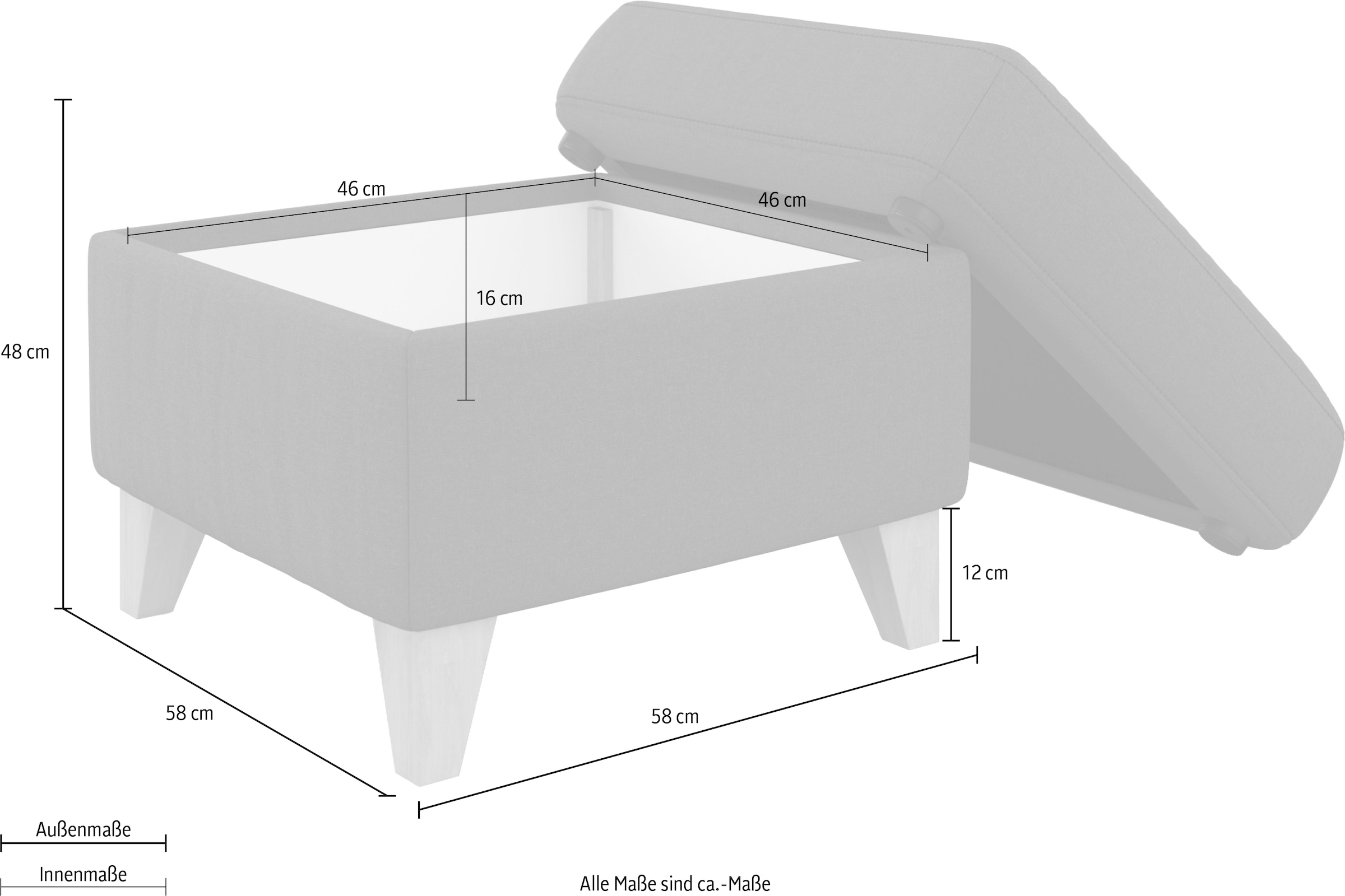 sit&more Stauraumhocker »Visby« Stauraum, auch erhältlich mit Wasser zu reinigendem "Soft clean" Bezug