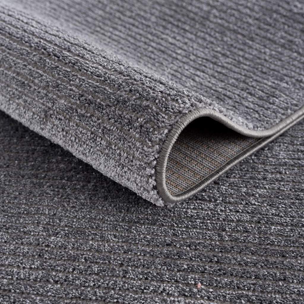 Carpet City Teppich »Friseé-Teppich FANCY900«, rund, 12 mm Höhe, Kurzflor, Einfarbig, 3D-Optik, Streifen Look