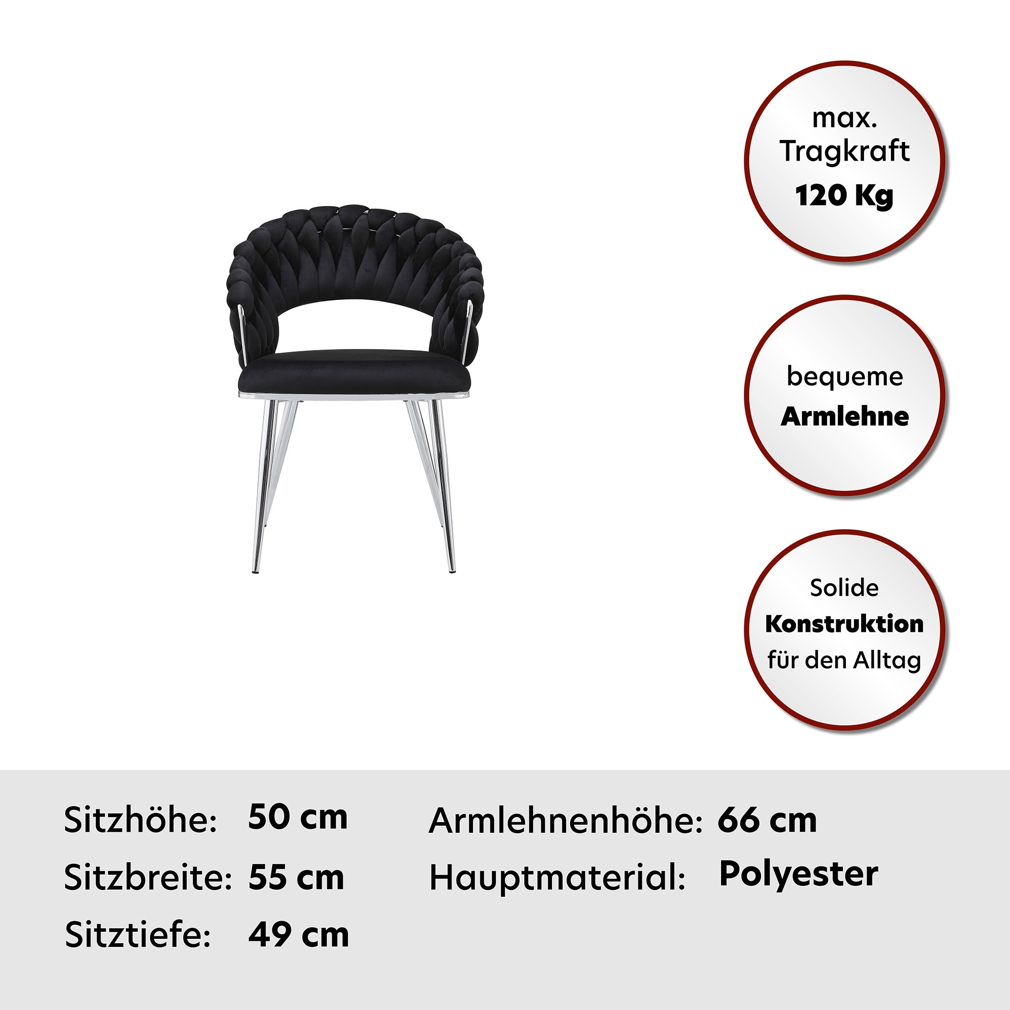 Kayoom Polsterstuhl »Stuhl Finesse 125 2er-Set, TOPSELLER! Flechtverarbeitung am Rücken«, (Set), 2 St., 2-er Set, angesagter Flechtoptik, bequem und stabil